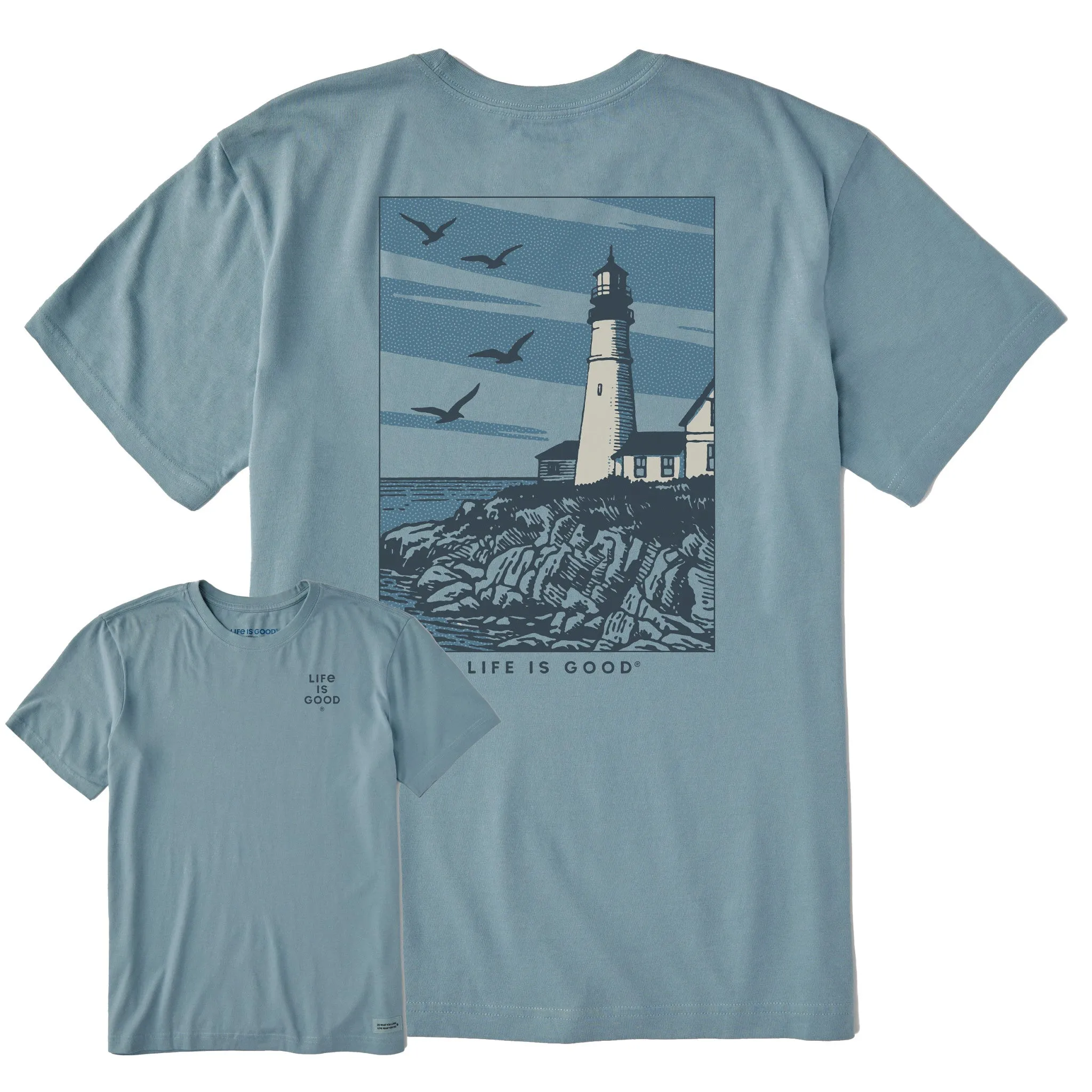 Men's Seagull Lighthouse Short Sleeve Crusher Tee Simple Yet Cozy Street Casual Look