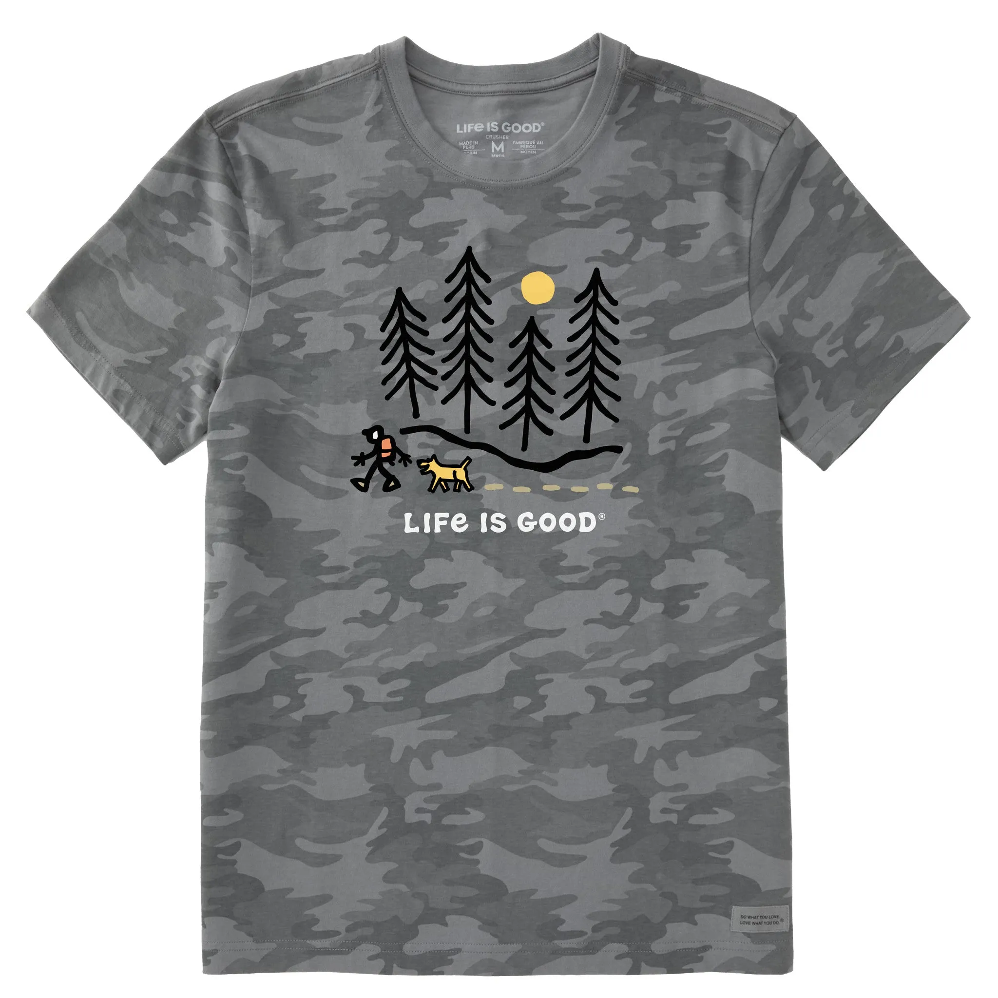 High-End Quality Men's Hiking through the Woods Short Sleeve Allover Printed Crusher Tee