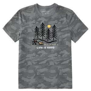 Quick Dry Comfort Men's Hiking through the Woods Short Sleeve Allover Printed Crusher Tee