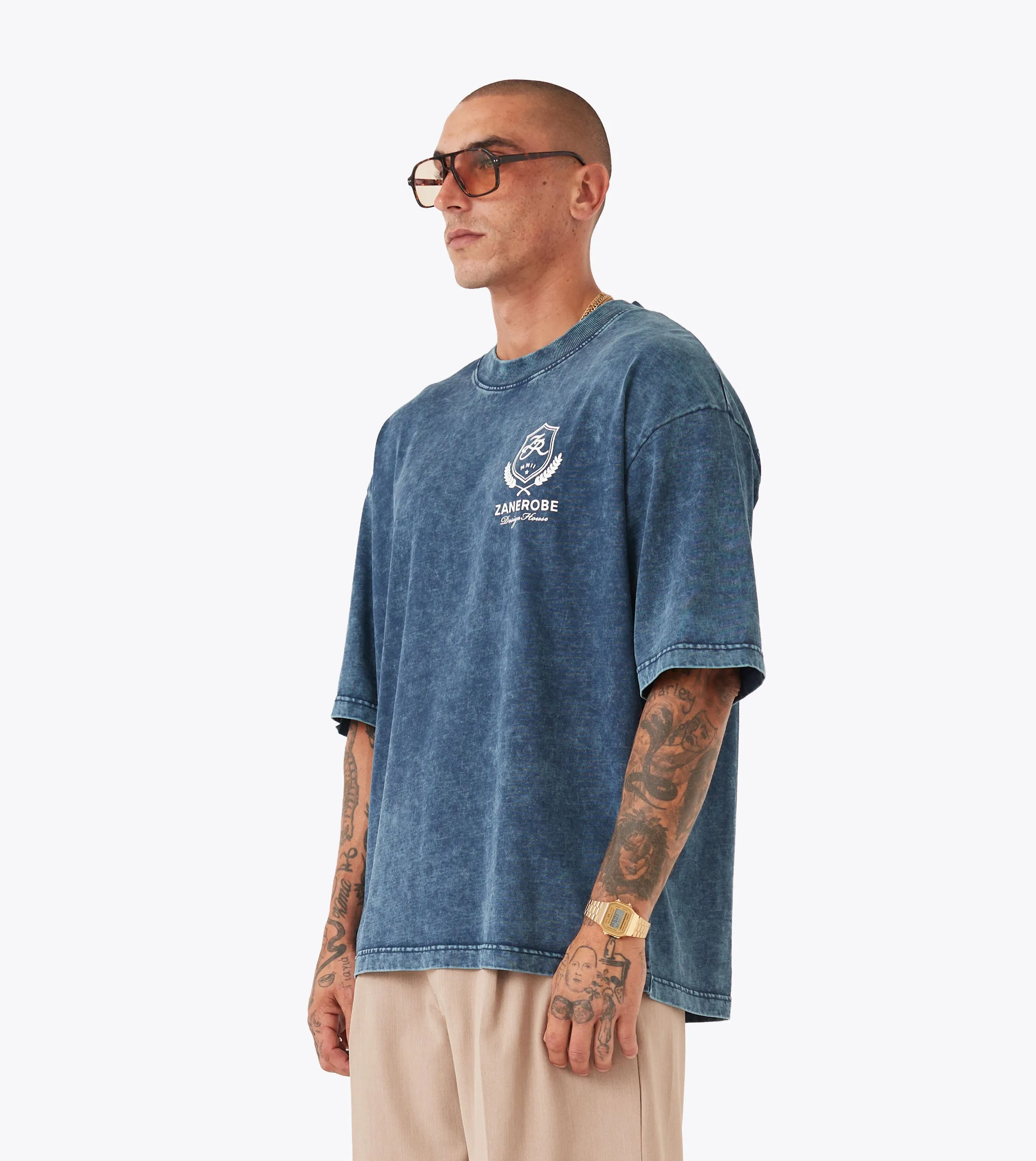 Light Style Trend Crest Flow Tee GD Navy