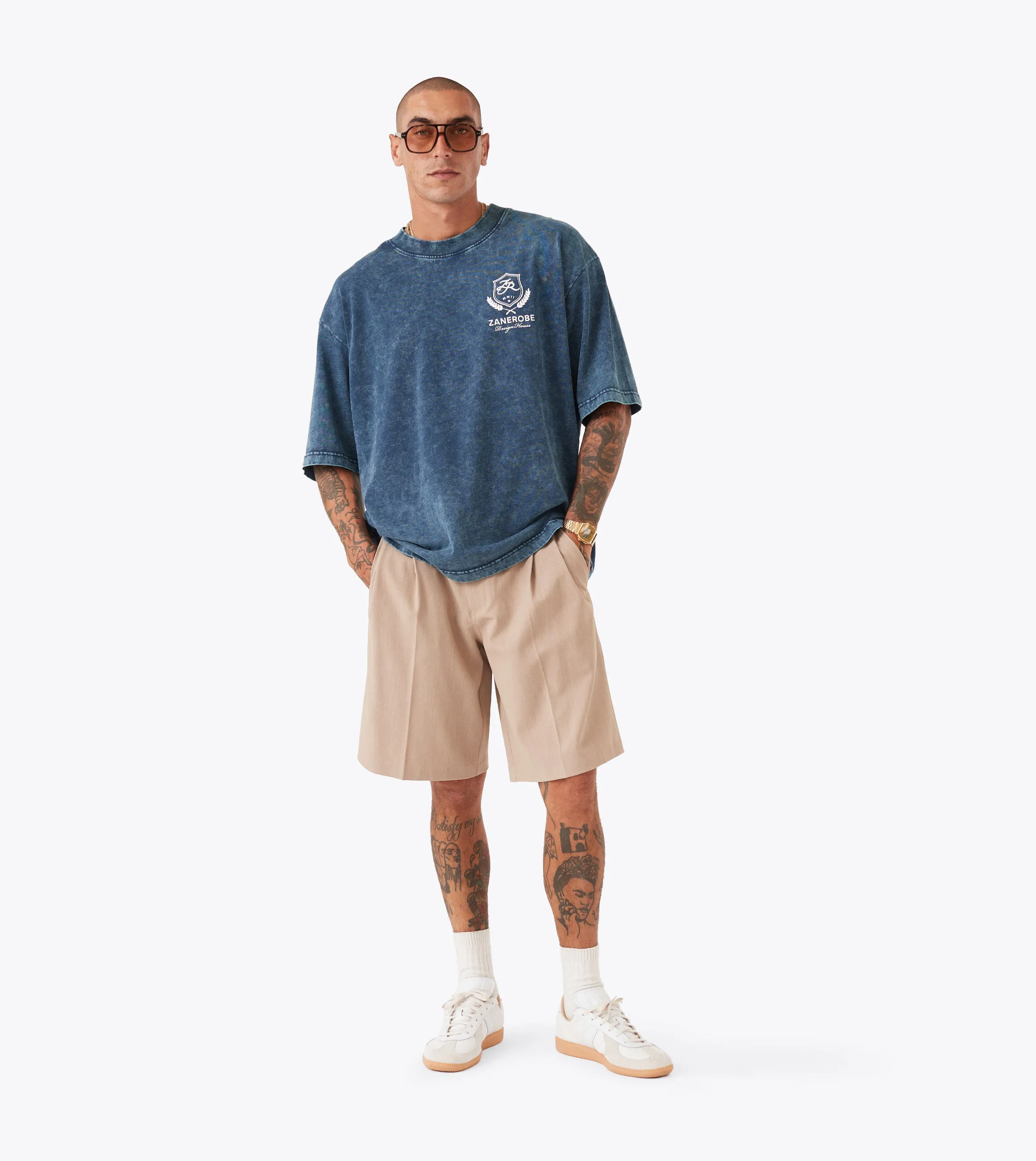 Crest Flow Tee GD Navy BreathableMaterial casual outing