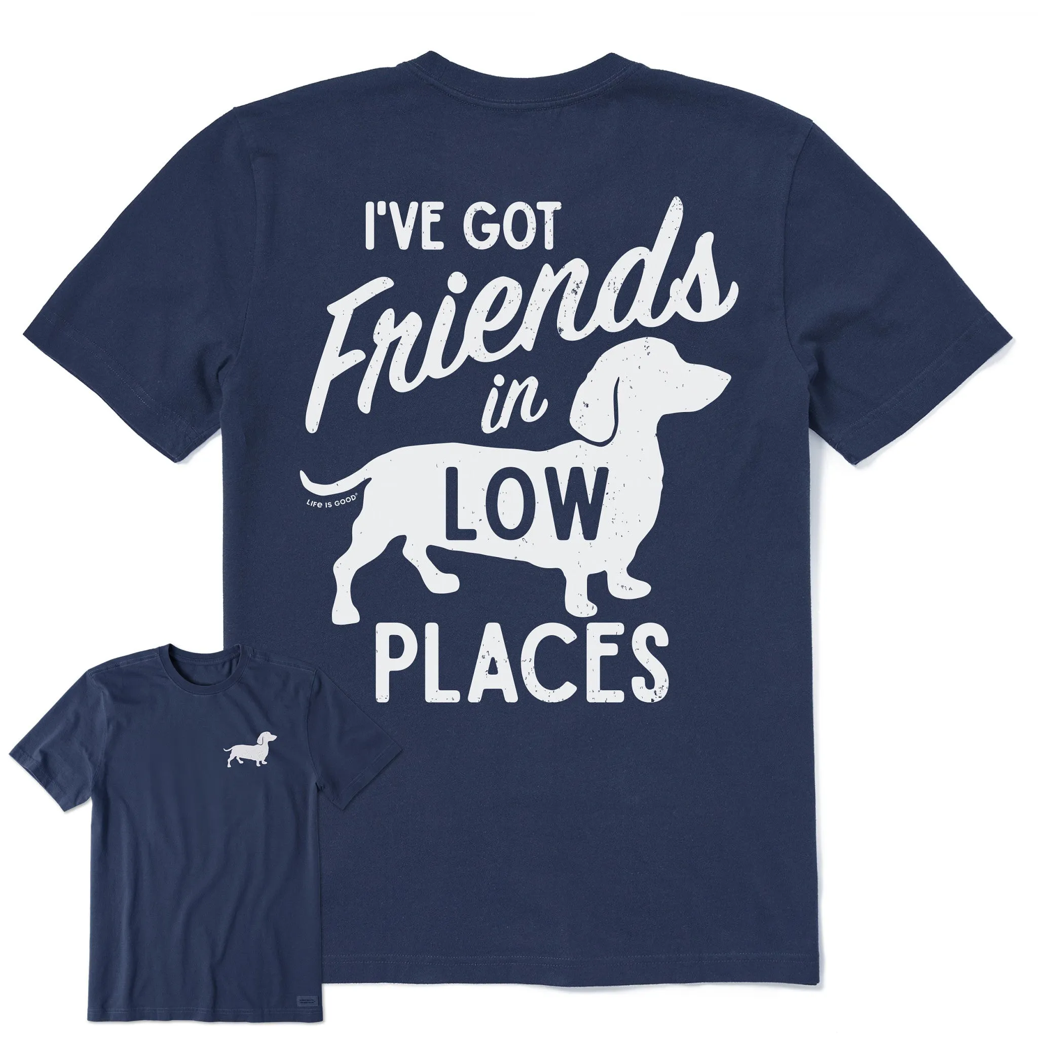 Men's Friends in Low Places Dachshund Short Sleeve Crusher Tee Timeless Comfort