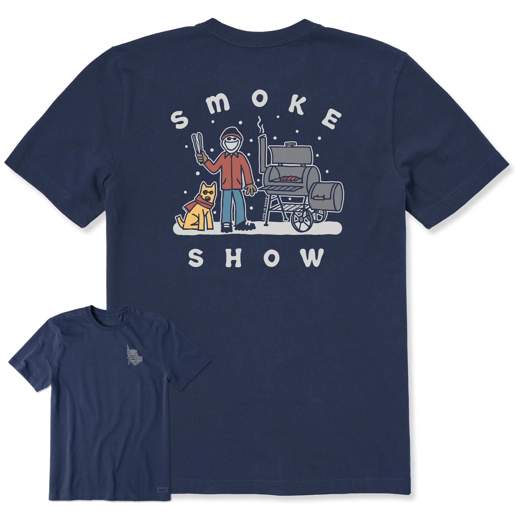 Moisture wicking Men's Snowy Smoke Show Jake & Rocket Short Sleeve Crusher Tee