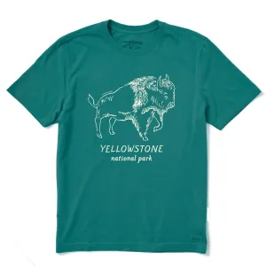 Men's Yellowstone Hand Drawn Bison Short Sleeve Crusher Tee Comfy Touch