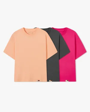 Basic Tee Salmon/Ash/Pink 3Xpack NonIrritating Fabric