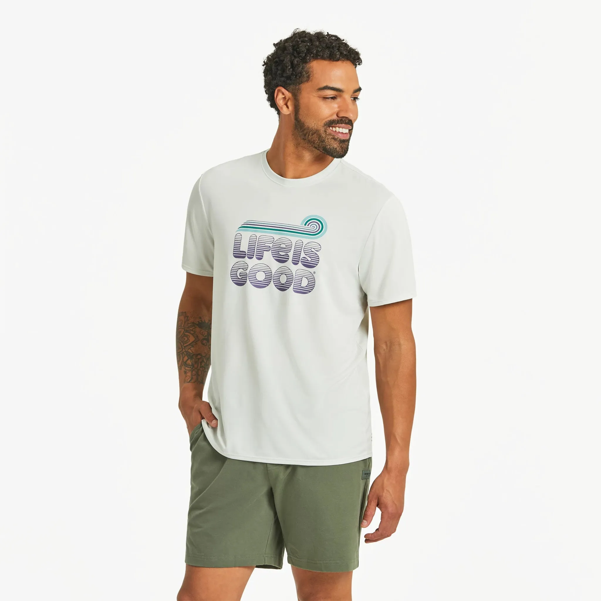 Easy Layering Men's Wave Life is Good Sun Crusher Tee