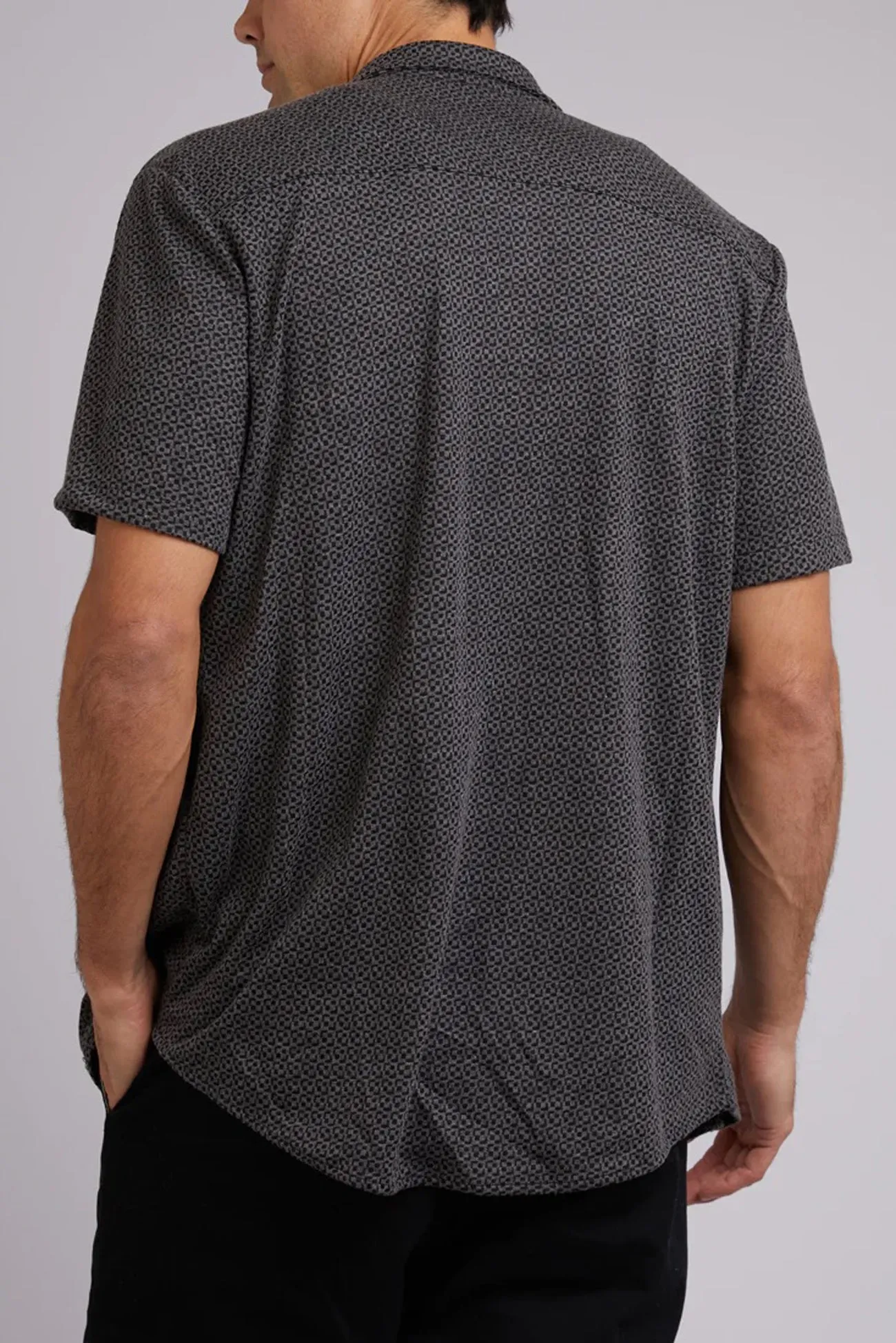 Textured Short Sleeve Shirt Black Easy-Going Style Value for Money