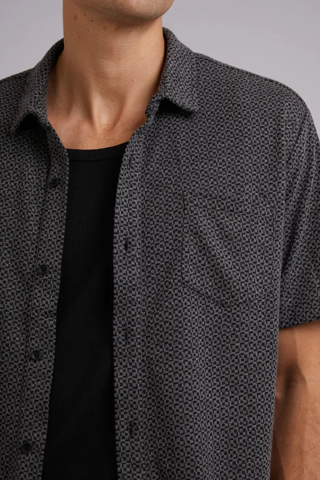 Textured Short Sleeve Shirt Black Timeless and Chic