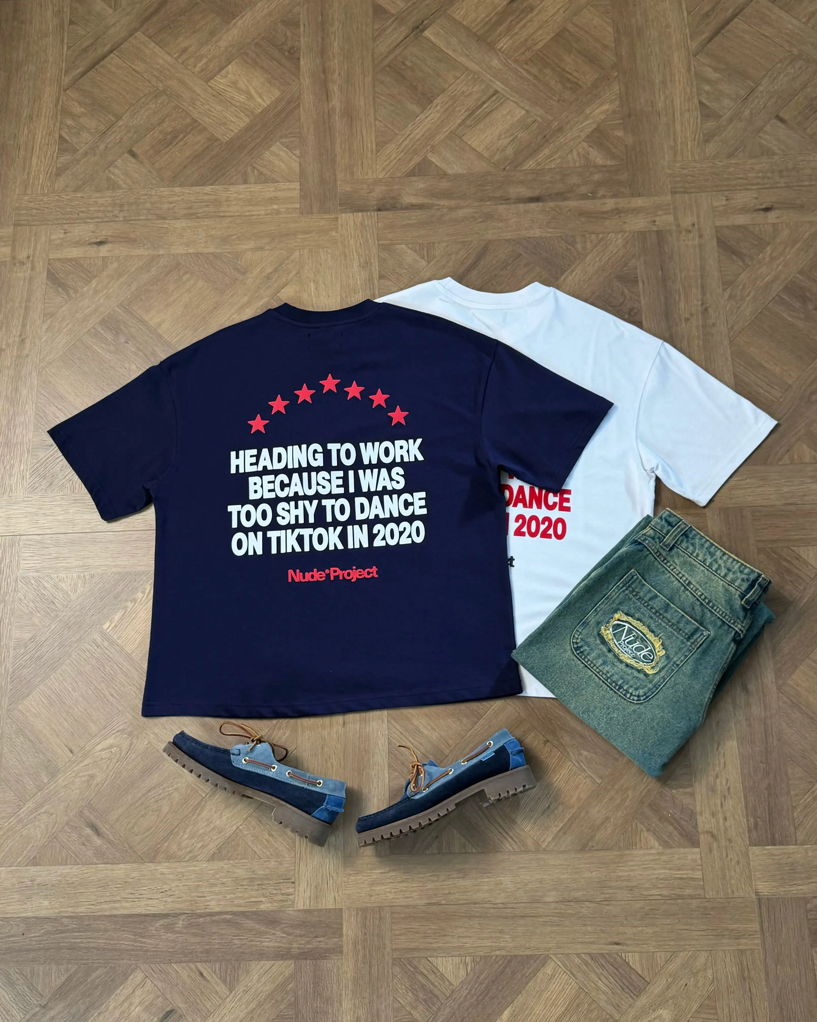 9-5 Tee Navy Set In Sleeve Trendy All-Day