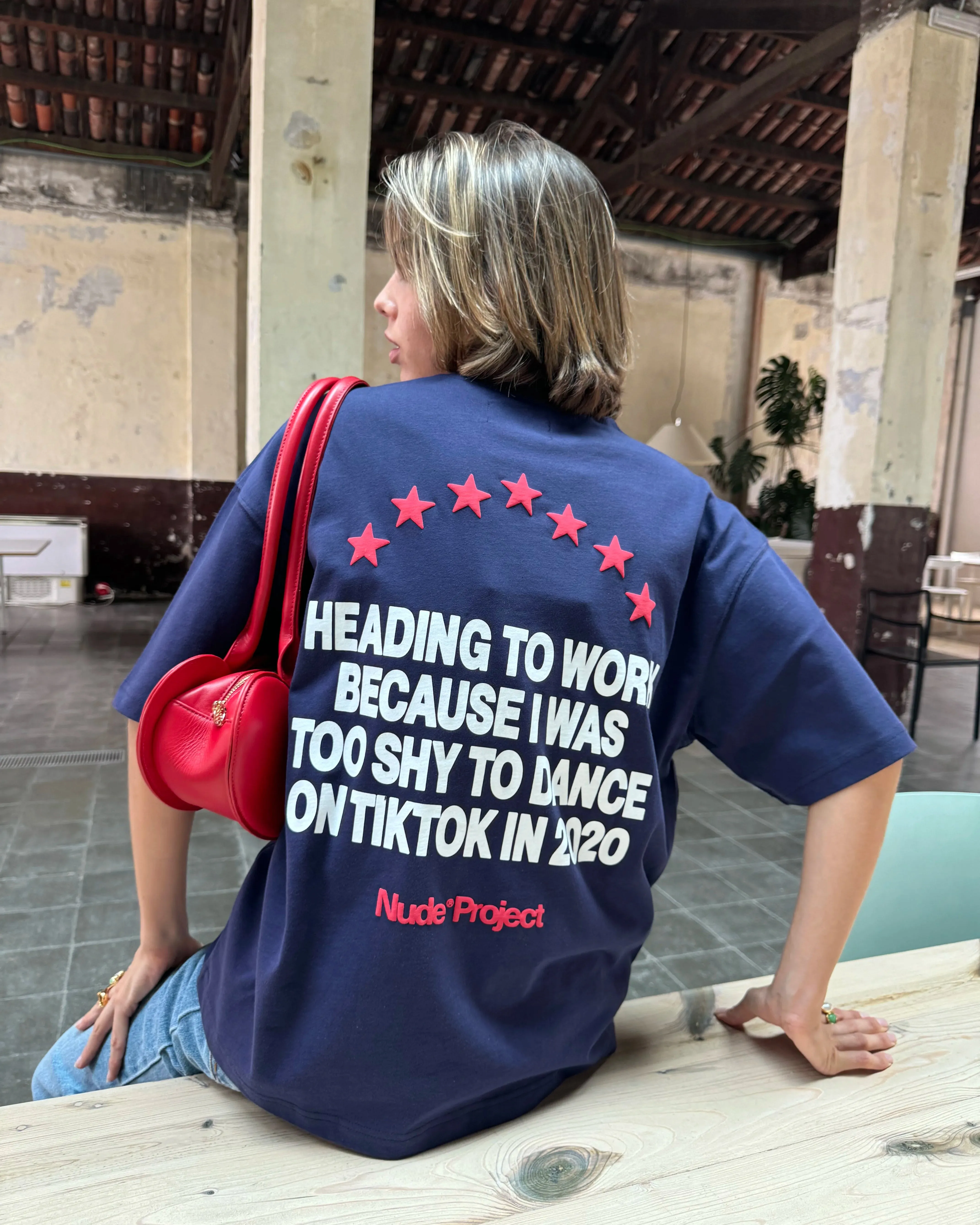 Simple Chic Casual and Soft 9-5 Tee Navy