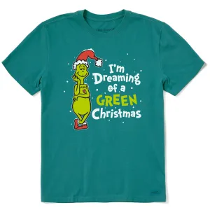 Men's Grinch Dreaming of a Green Christmas Short Sleeve Crusher Tee easygoing look Soft Texture