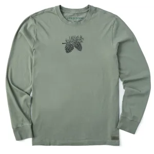 Men's Pine Cones Long Sleeve Crusher Tee High Durability Weave Classic and Comfy