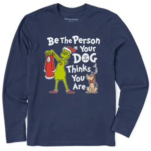 Denim combination Men's Grinch Be the Person Long Sleeve Crusher Tee