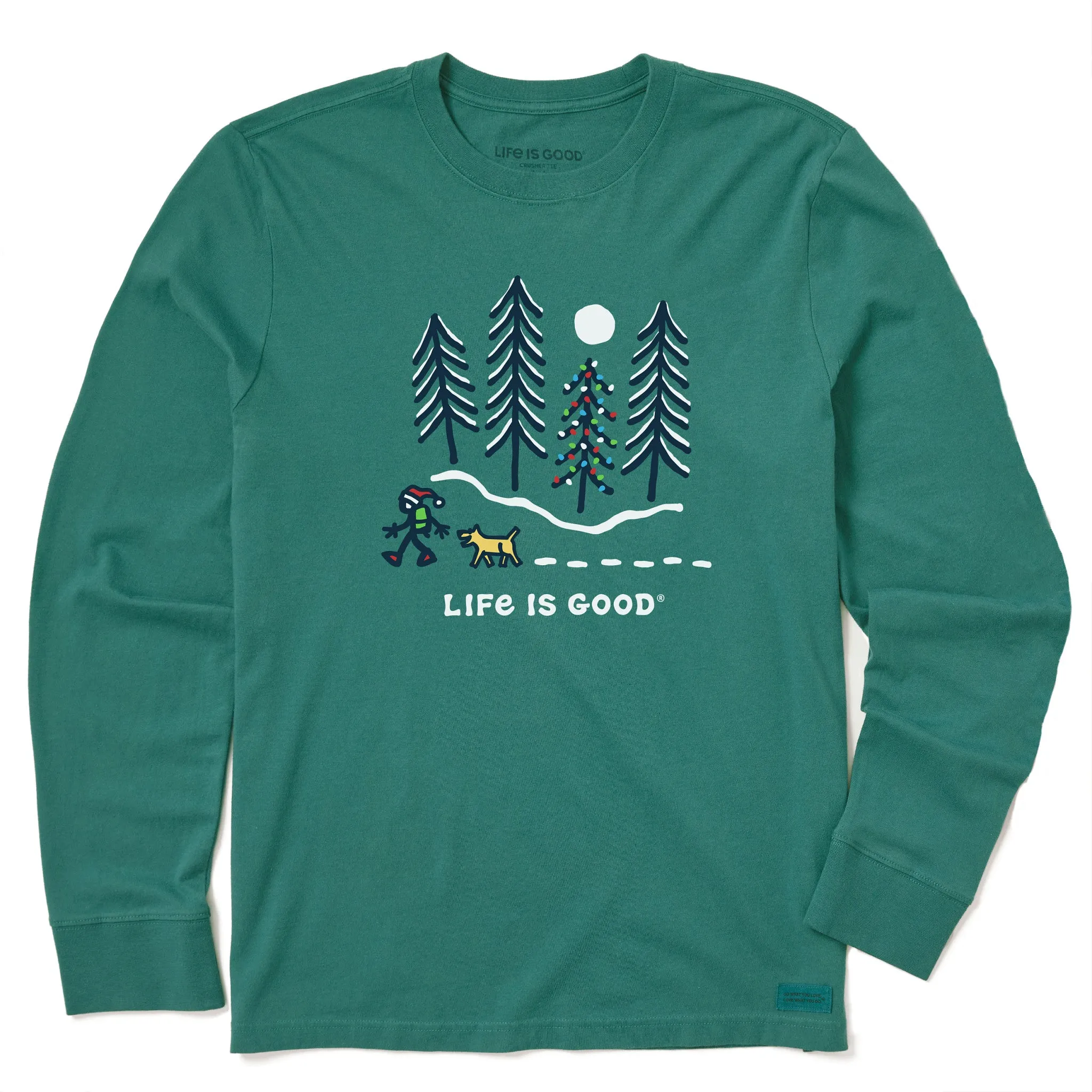 Men's Holiday Hike Through the Woods Long Sleeve Crusher Tee Relaxed Comfort Look V neck style