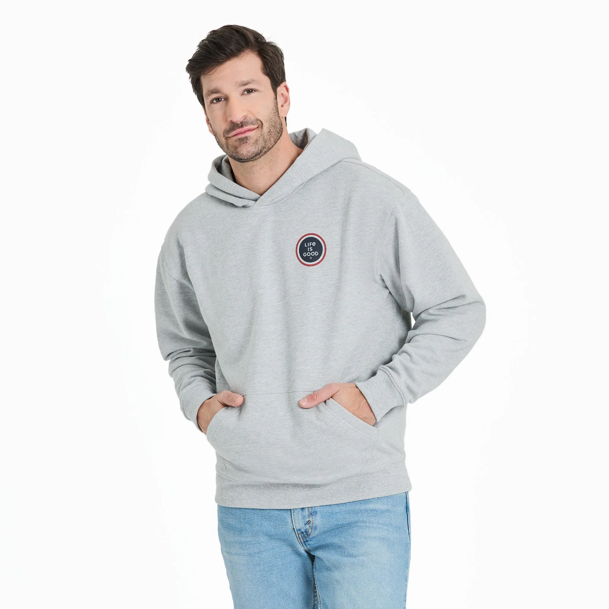 Sporty Fashion Running Gear Men's Simple Coin Good Vibes Fleece Hoodie