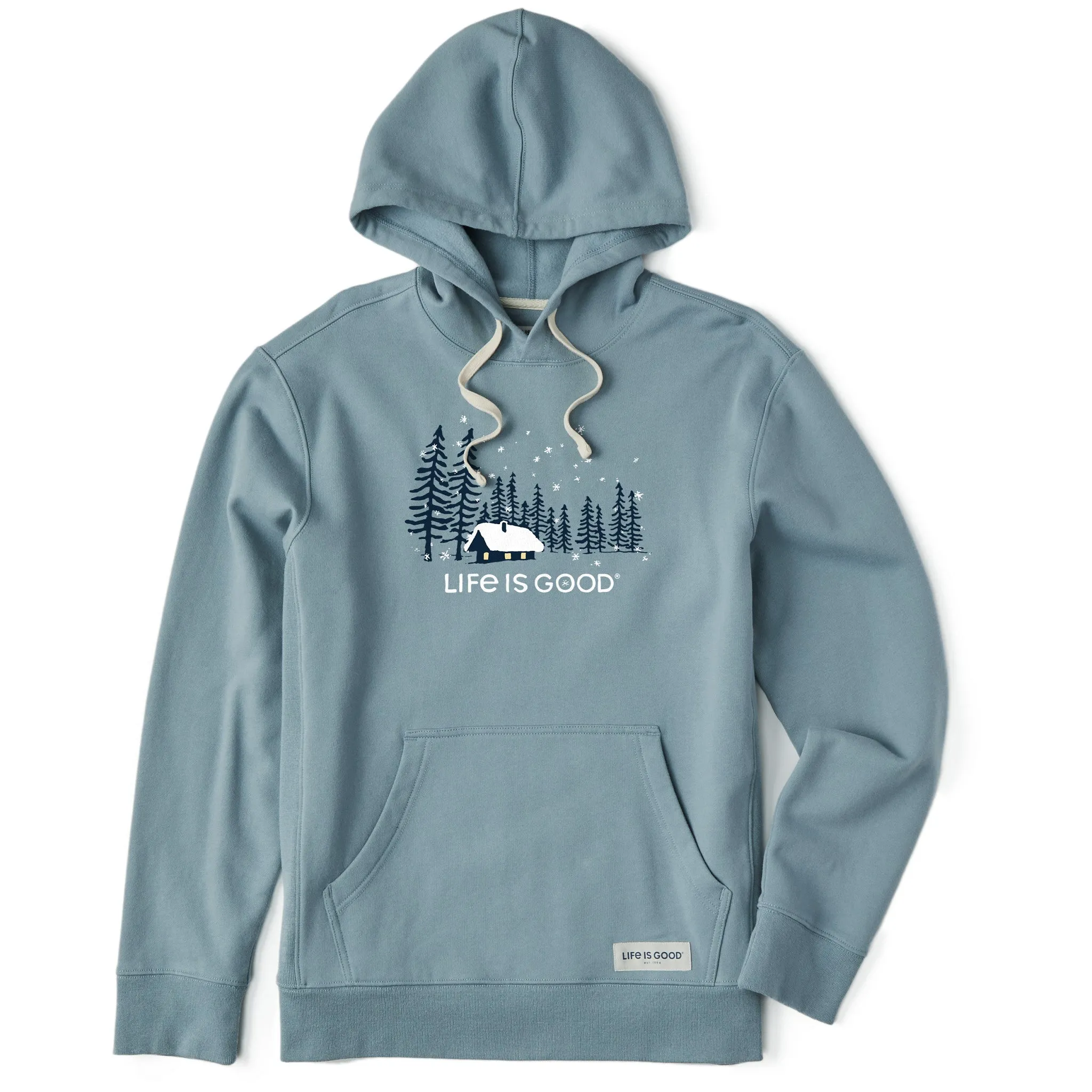 Scoop neck Men's Snowy Evening Simply True Fleece Hoodie