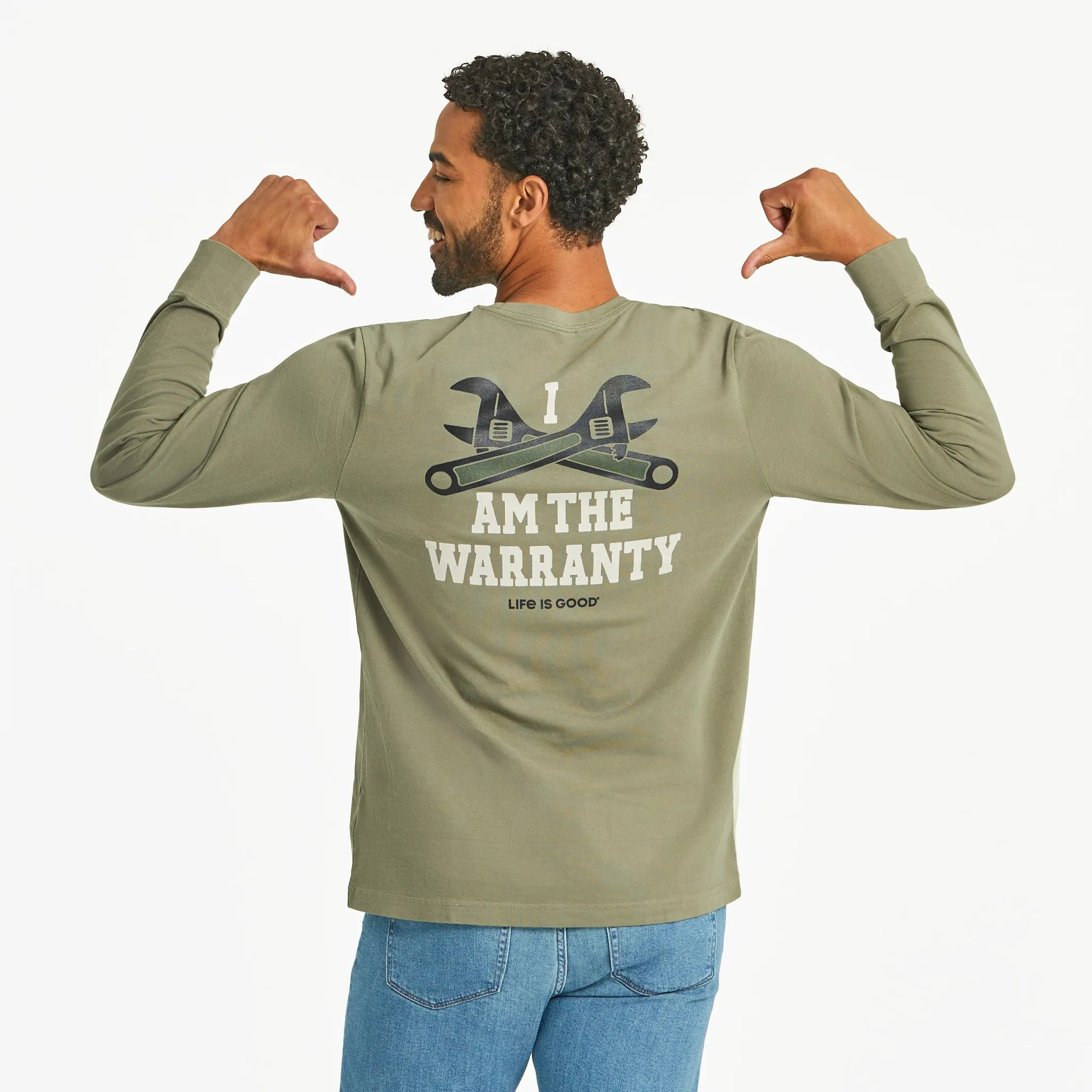 safe for skin Anti Odor Treatment Men's I am the Warranty Long Sleeve Crusher Tee