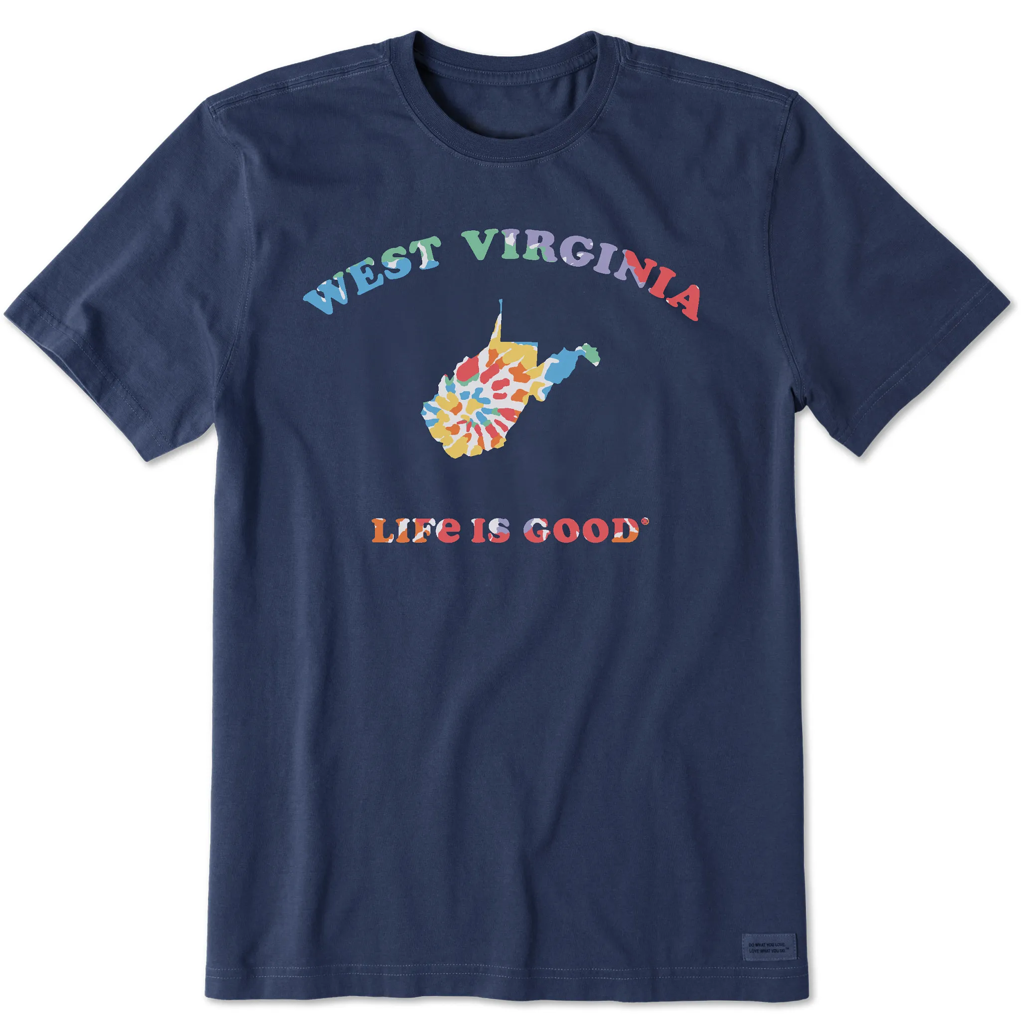 Sporty Stretch Fit Men's Tie Dye West Virginia Short Sleeve Crusher Tee