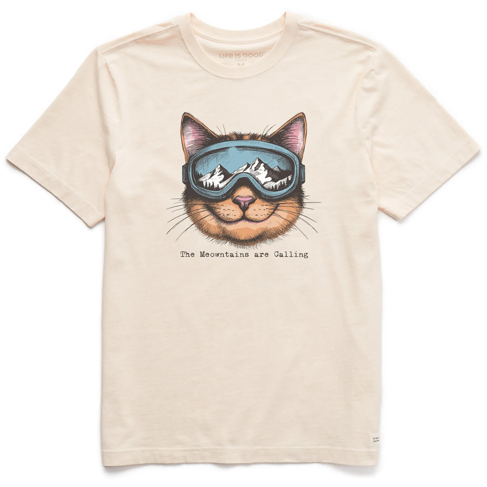 Crew neck classic Layered Neckline Men's The Meowntains are Calling Short Sleeve Crusher Tee