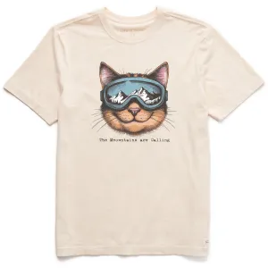 Crew neck classic Layered Neckline Men's The Meowntains are Calling Short Sleeve Crusher Tee