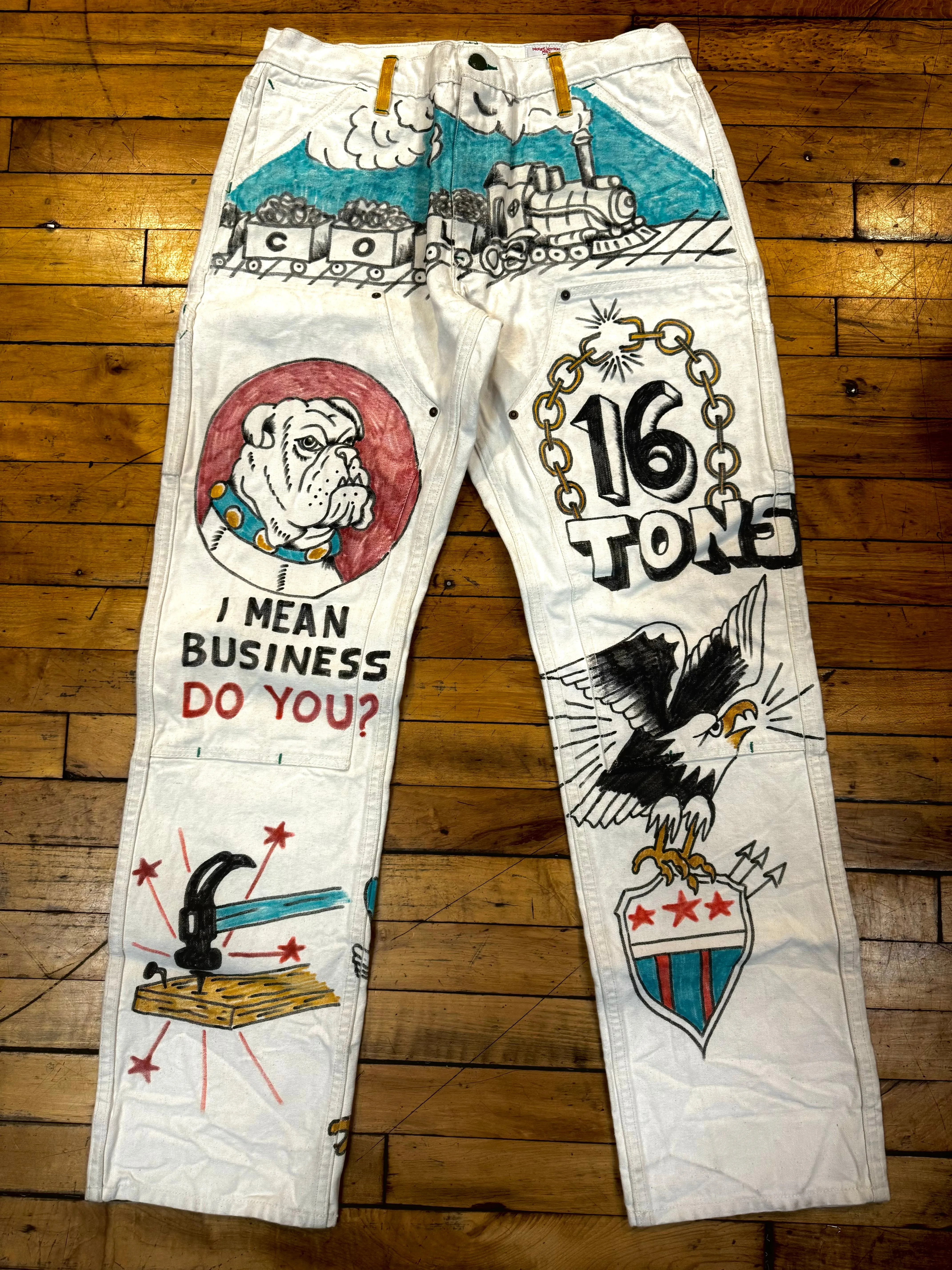 Street Comfort Fitted Style 16 TON - Natural Mt Vernon Duck Double Knee Work Uniform  Chino Size 36" running 33.75"