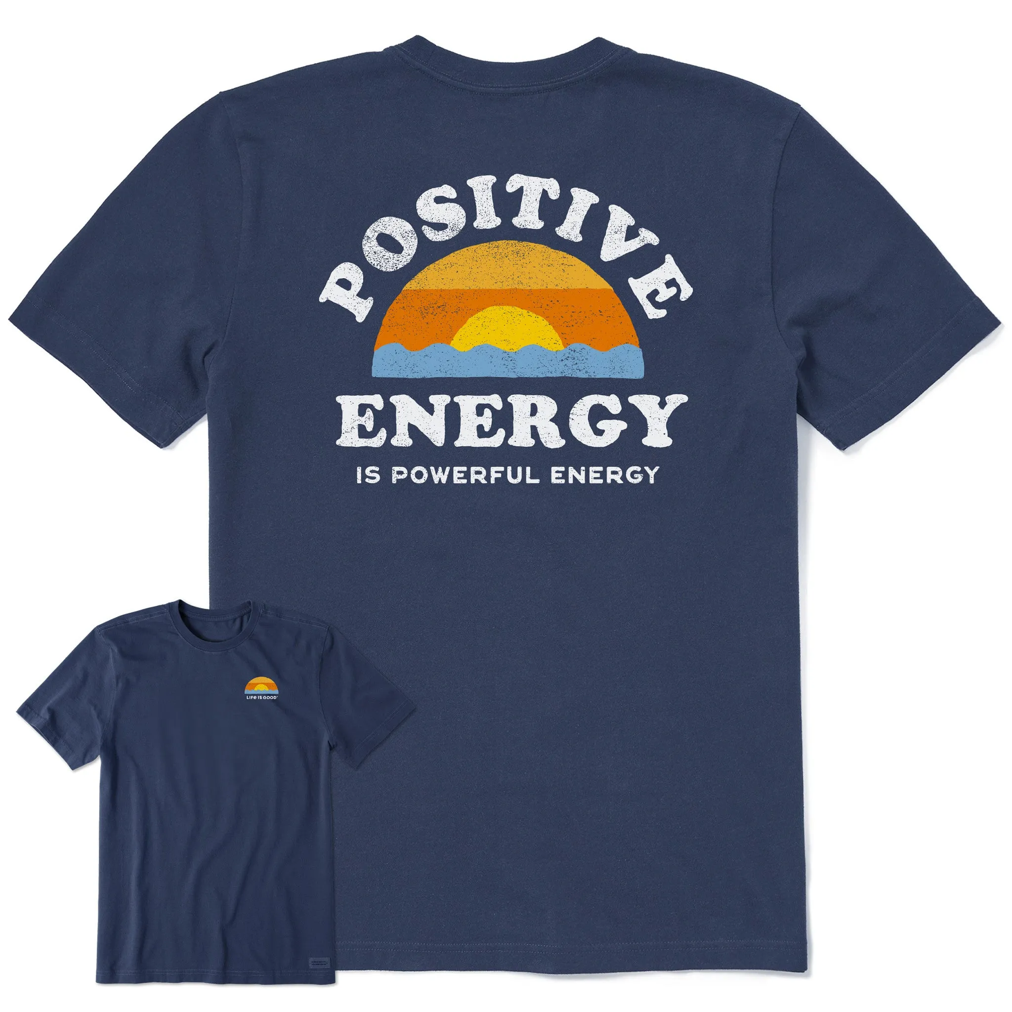 Men's Positive Energy Sunset Short Sleeve Tee Timeless Comfort Antibacterial Treatment