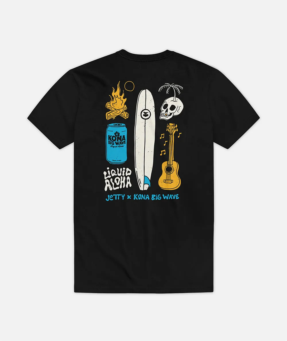 Jetty x Kona Liquid Aloha Tee - Black Slim Style