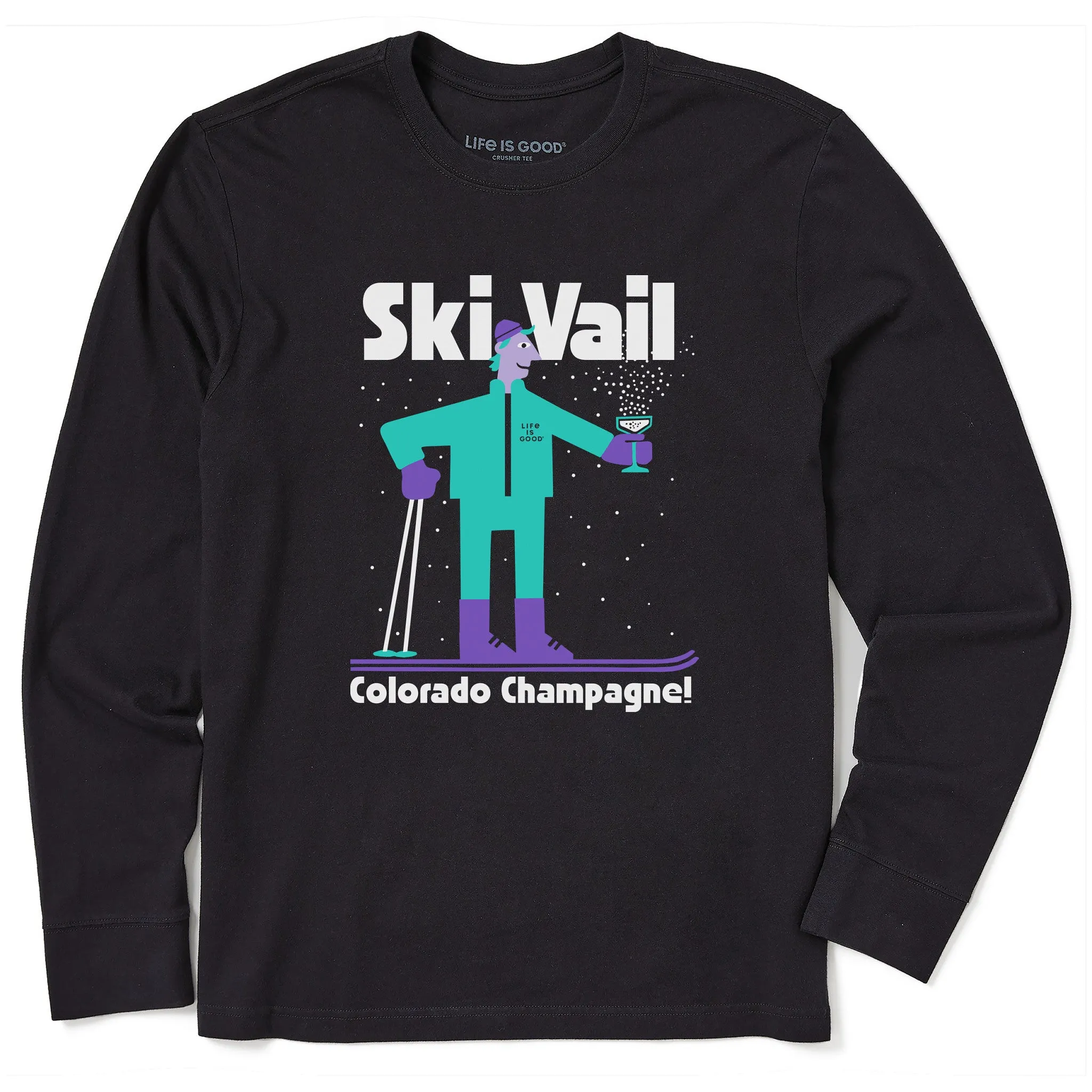 Perfect for Workouts Autumn Wear Men's Ski Vail Colorado Champagne Long Sleeve Crusher Tee