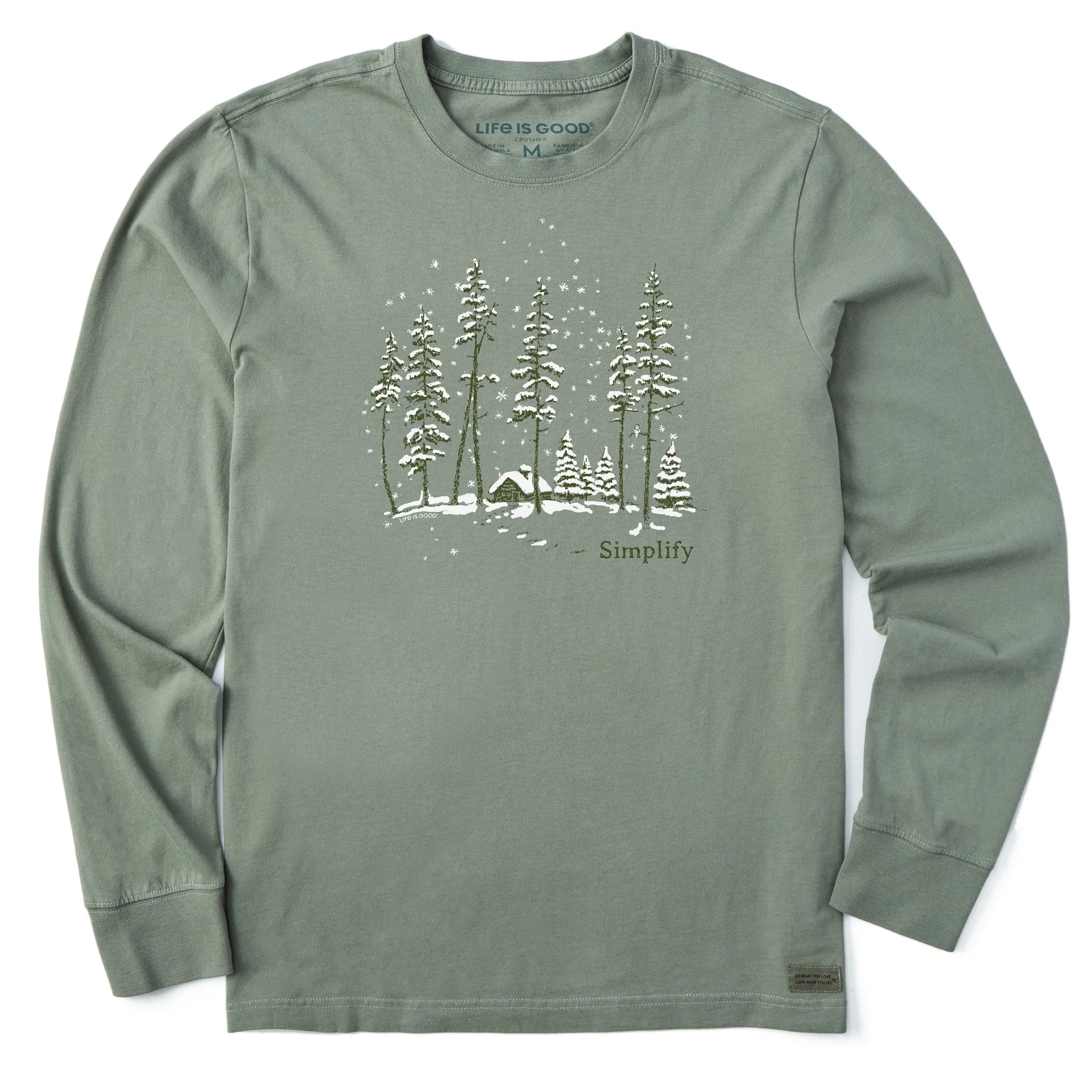 Men's Simplify Snowy Cabin Long Sleeve Crusher Tee Chill Comfort BreathableFabric