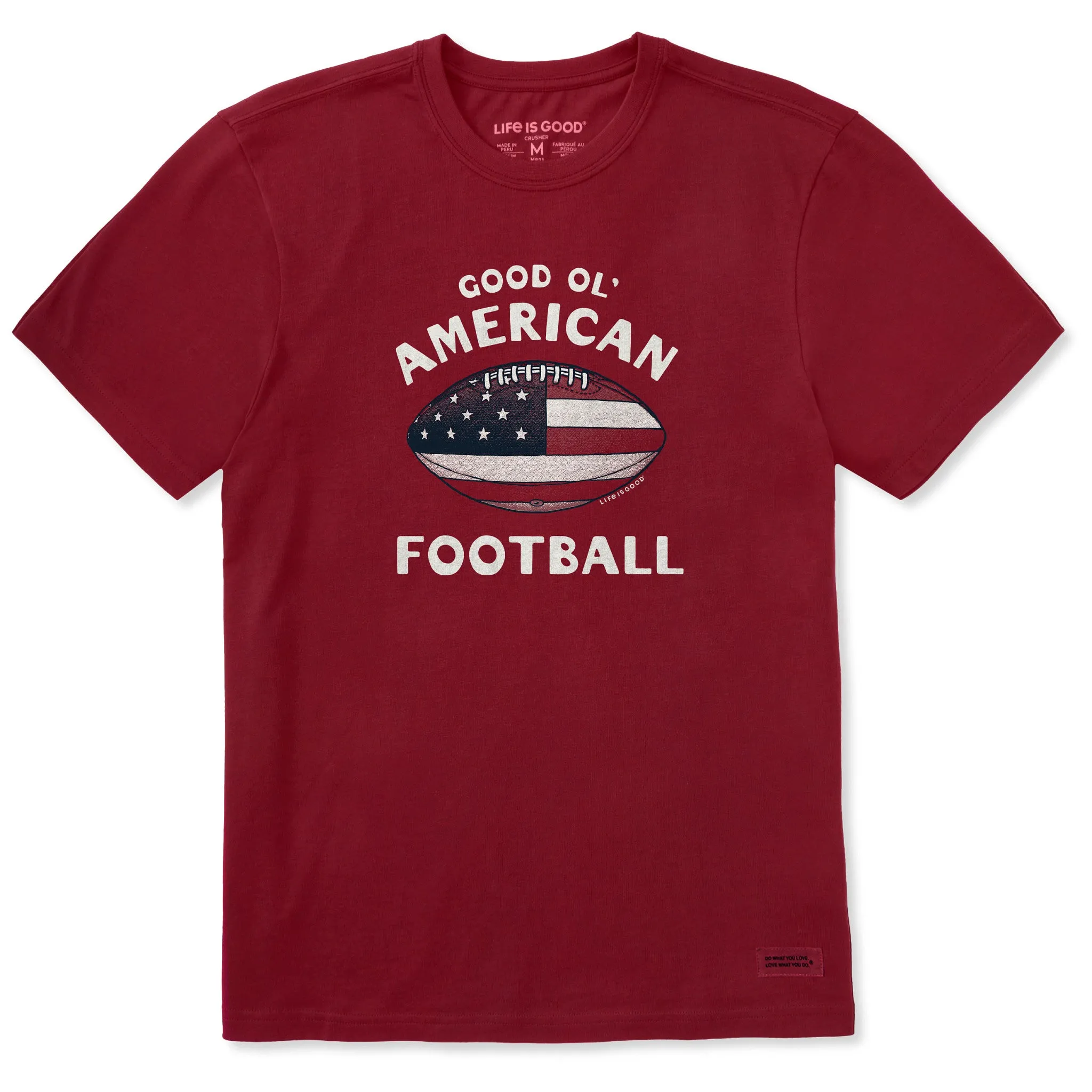 Men's Good Ol' American Flag Football Short Sleeve Crusher Tee Durable Wear