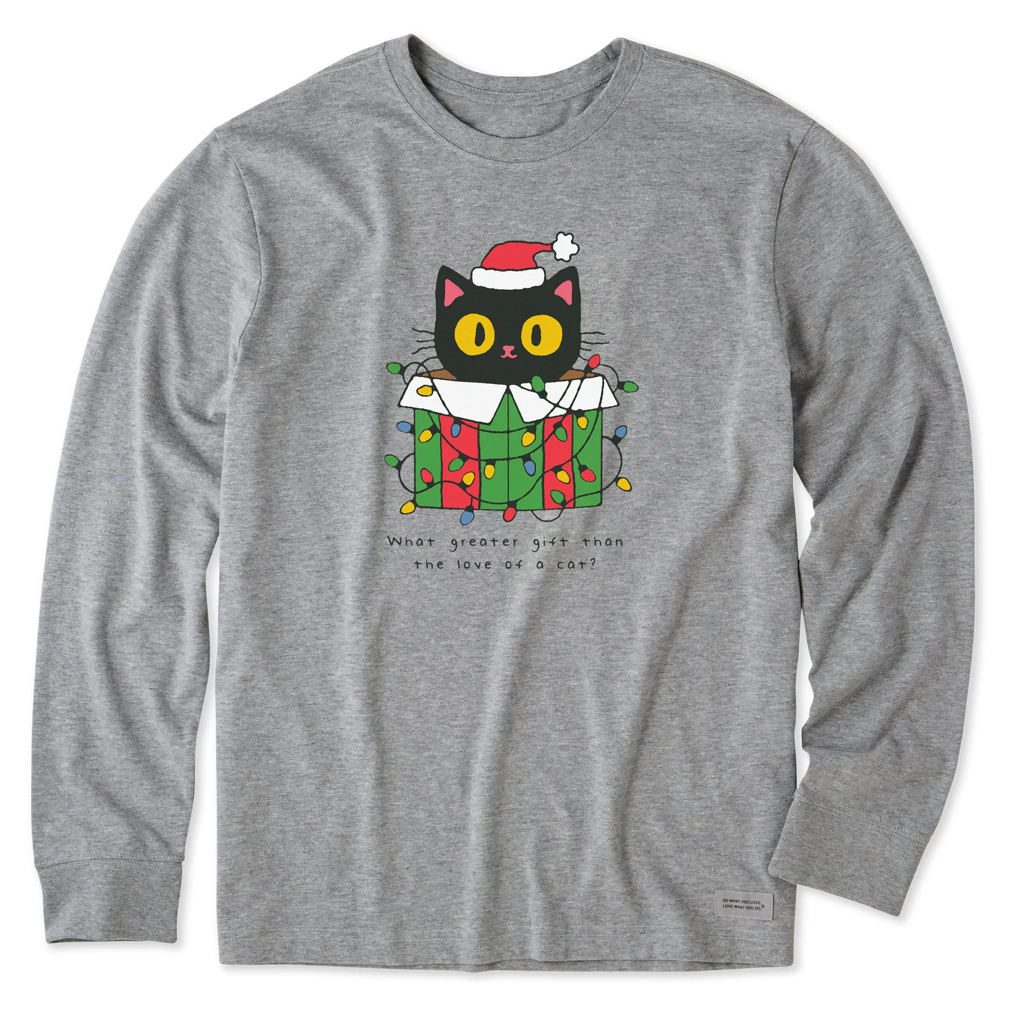 Men's Gift of a Cat Box Long Sleeve Crusher Tee Premium Cotton