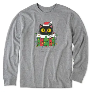 Men's Gift of a Cat Box Long Sleeve Crusher Tee proper length