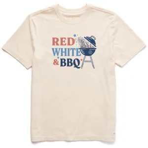 RibbedNeckBanding Drip Dry Fabric Men's Red White and BBQ Short Sleeve Crusher Tee