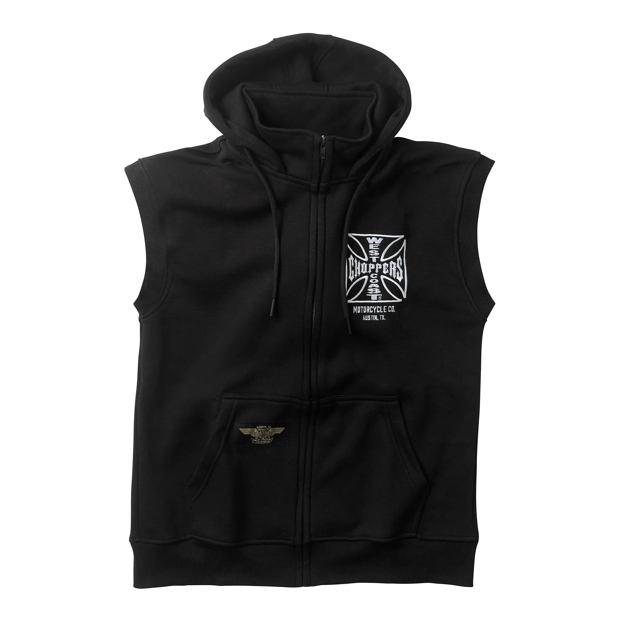 WCC OG ATX SLEEVELESS ZIP HOODY BLACK product shiny sparkle product concert wear energy