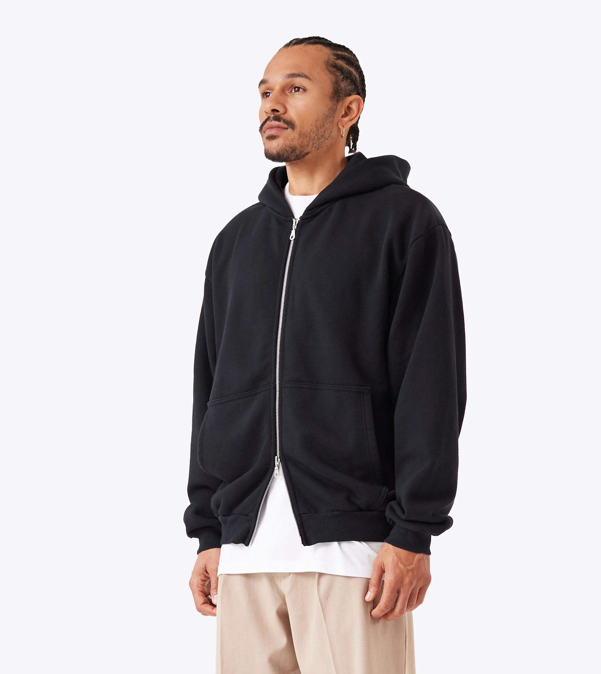 Box Zip Hood Black short sleeves