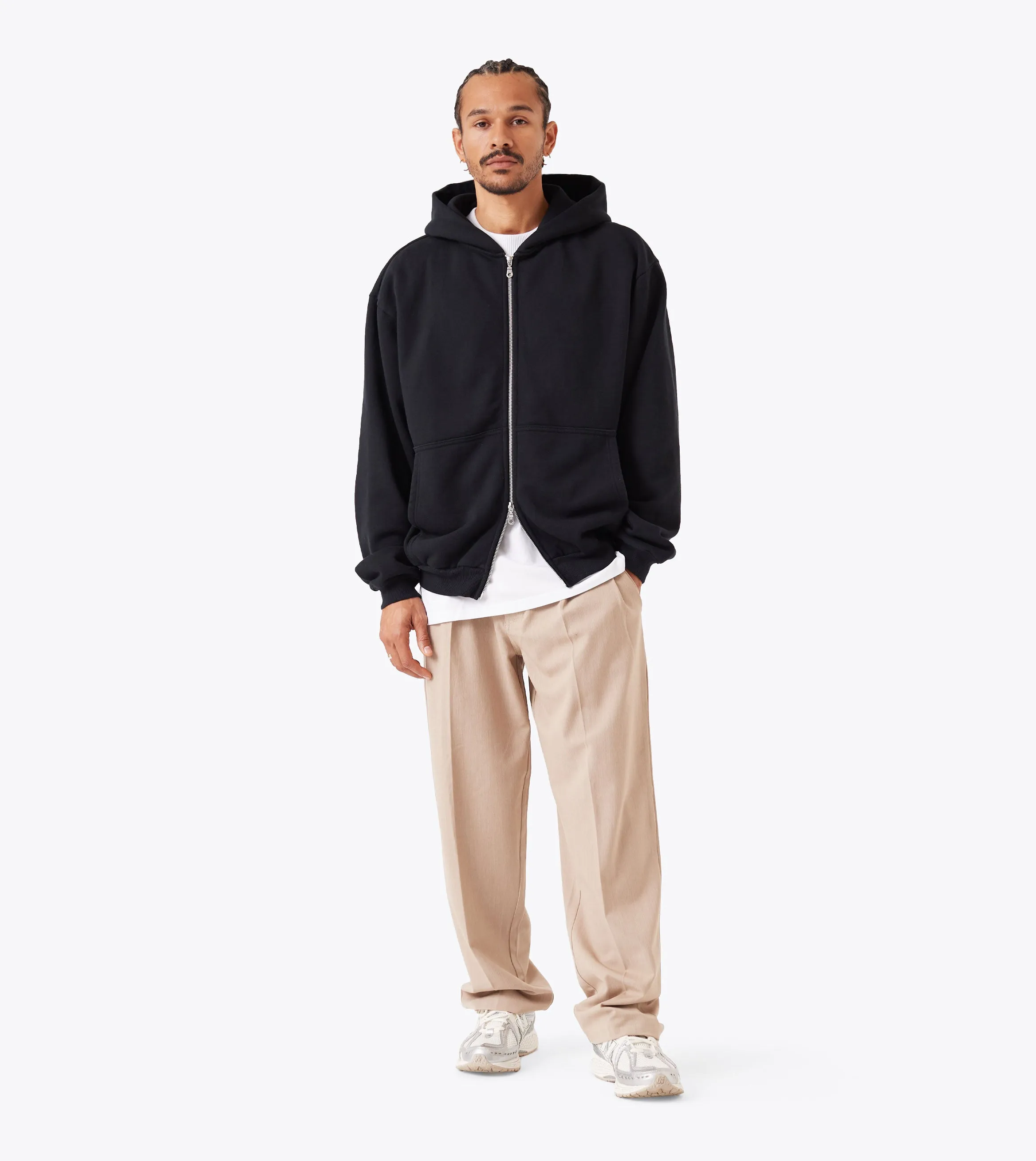 Box Zip Hood Black Classic Hoodie Essentials Wear