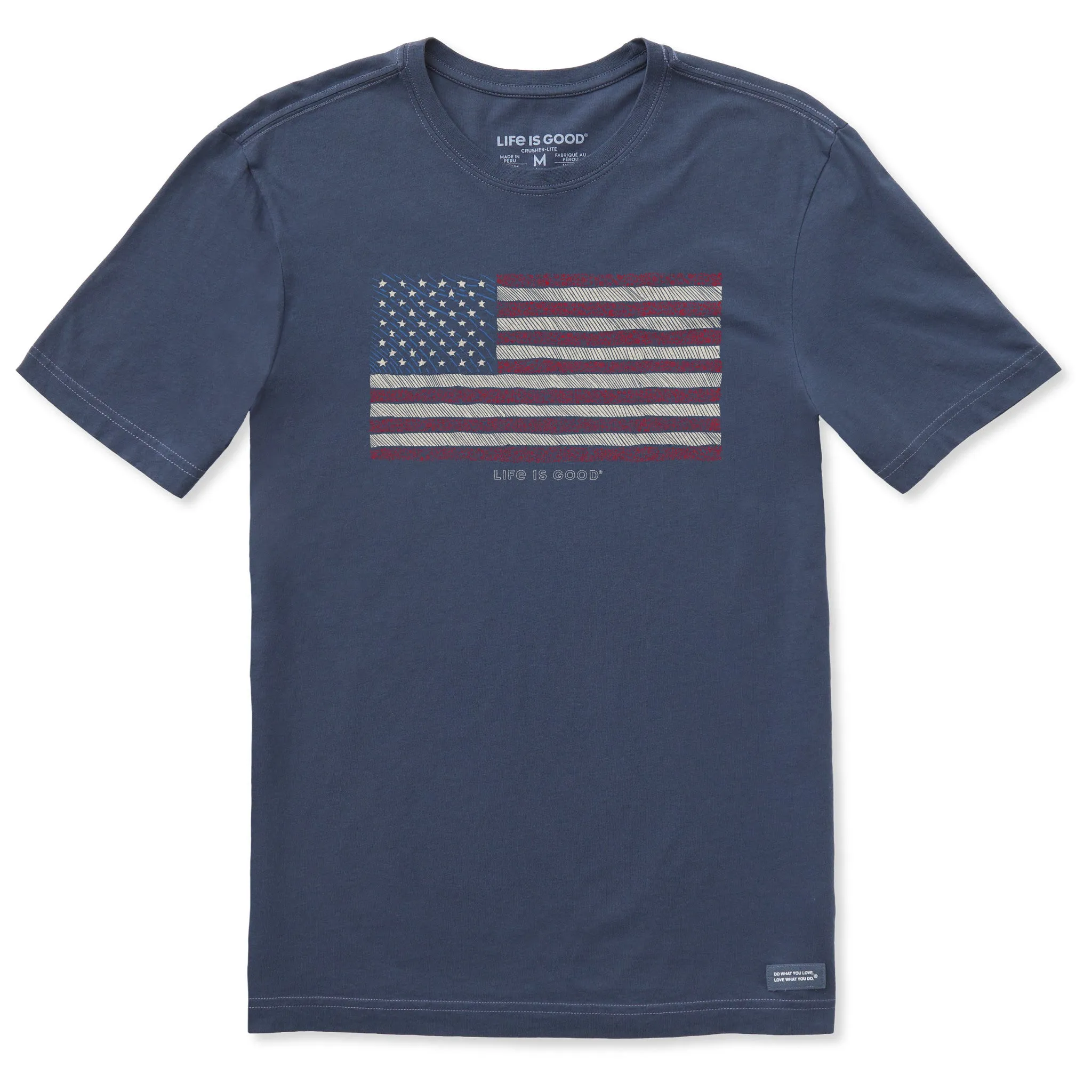 Men's Yankee Doodle Flag Short Sleeve Crusher-LITE Slim Fit Tee PocketDetail