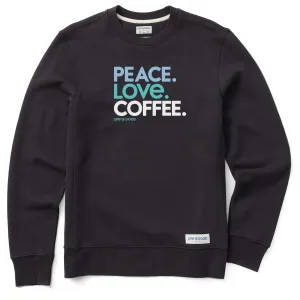 product sporty style statement Men's Peace Love Coffee Simply True Fleece Crew