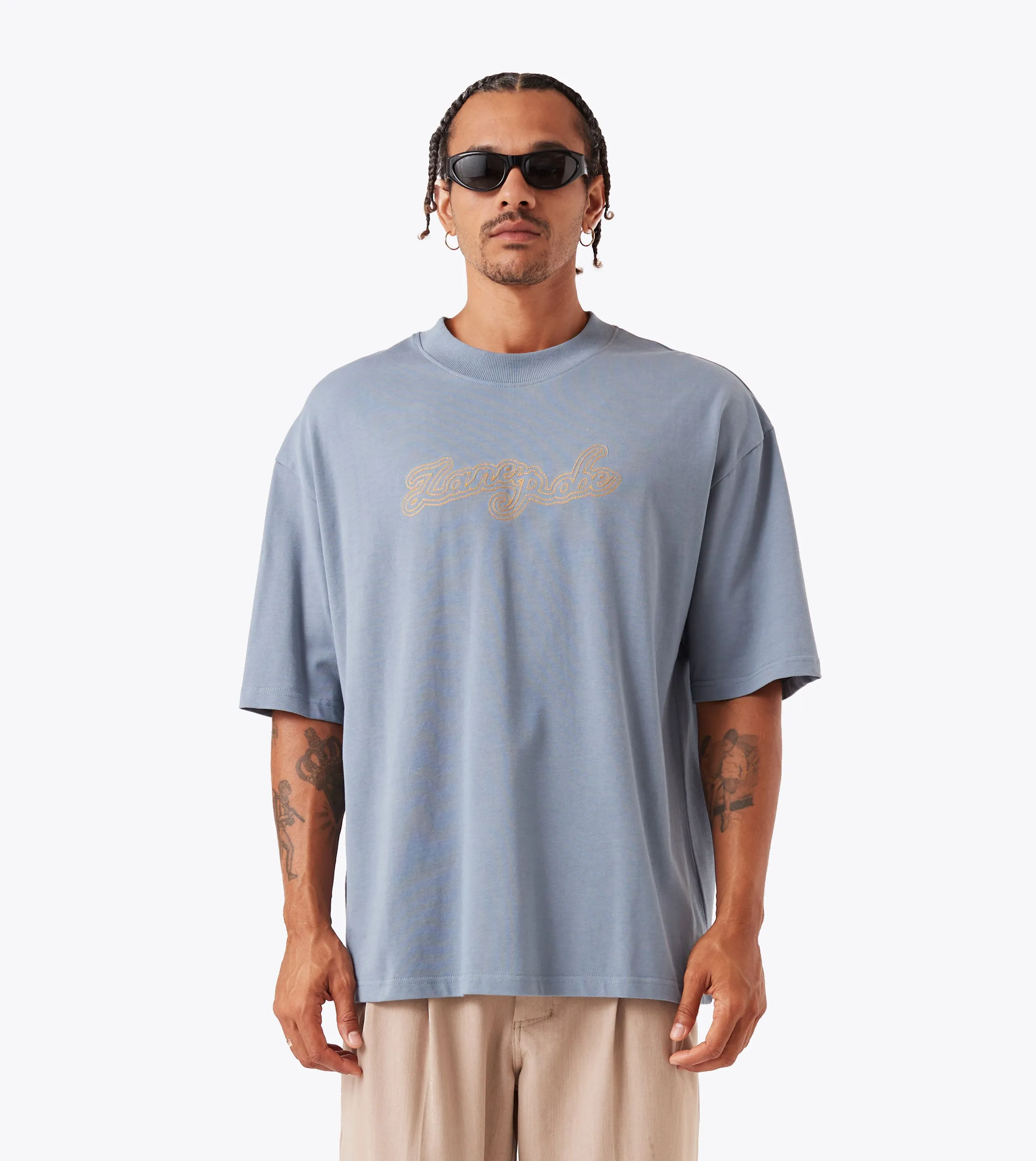 Layered Collar Throne Flow Tee Steel