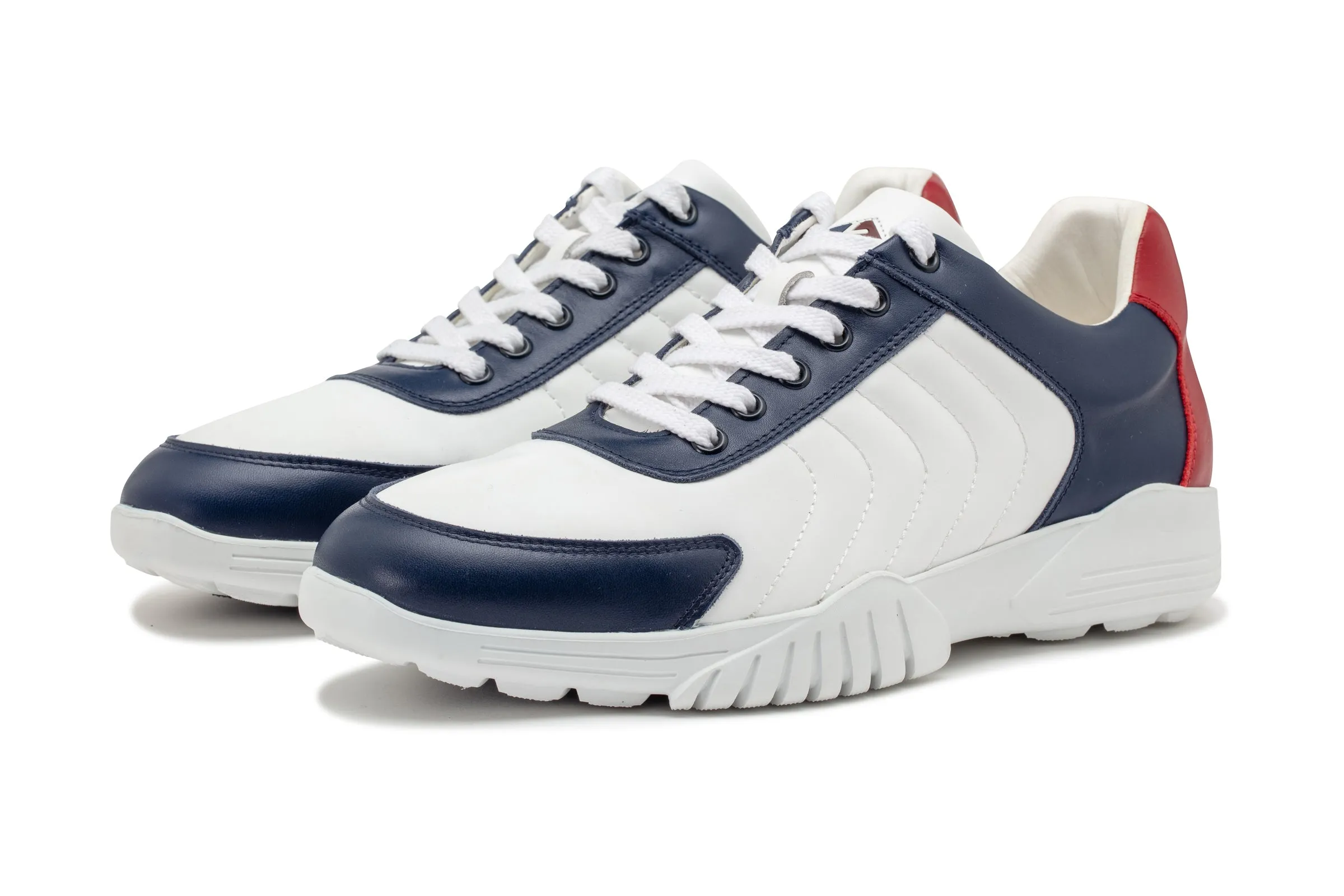 Challenge 09 White|Blue|Red  Men's Golf Shoes  CH009 01 All Day Wear High Tread
