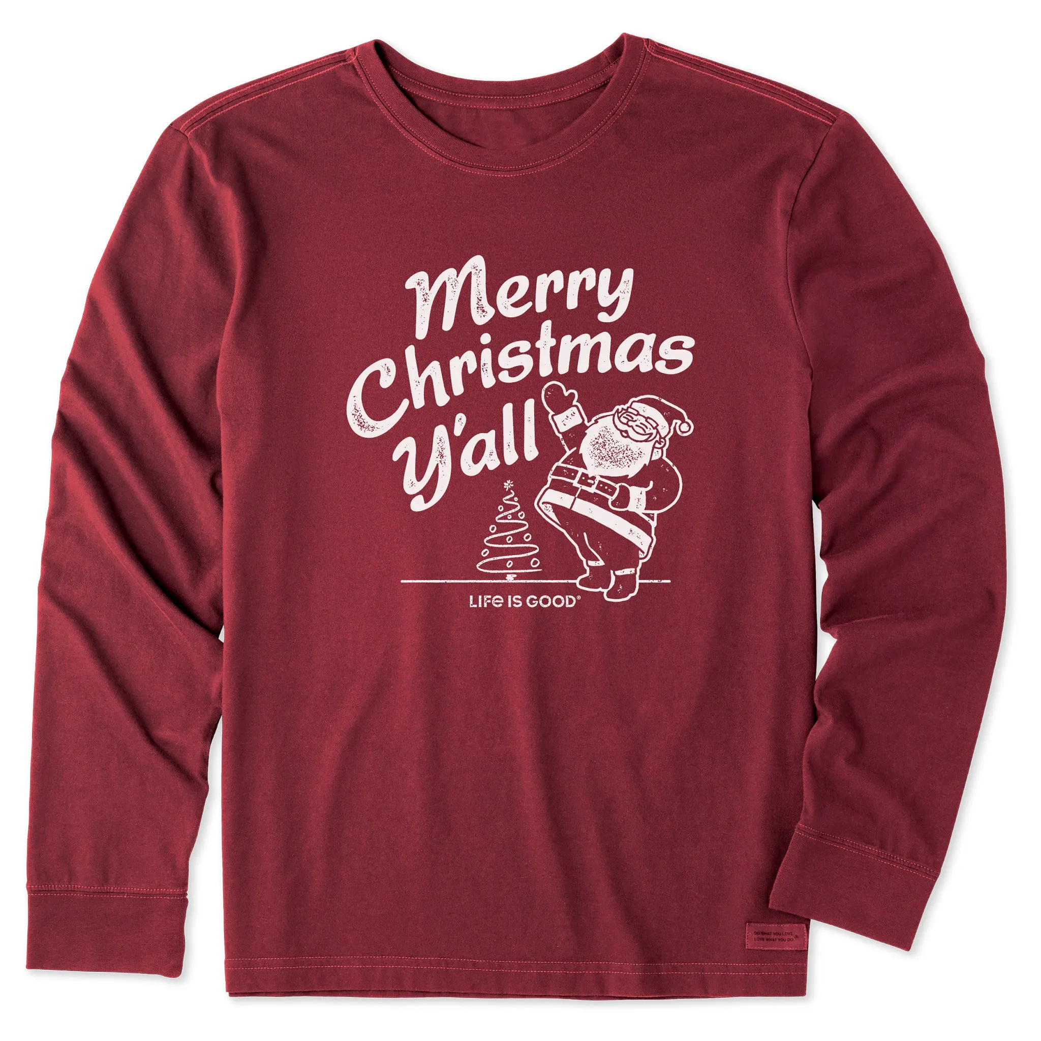 Men's Santa Merry Christmas Y'all Long Sleeve Crusher Tee Anti Pilling Surface