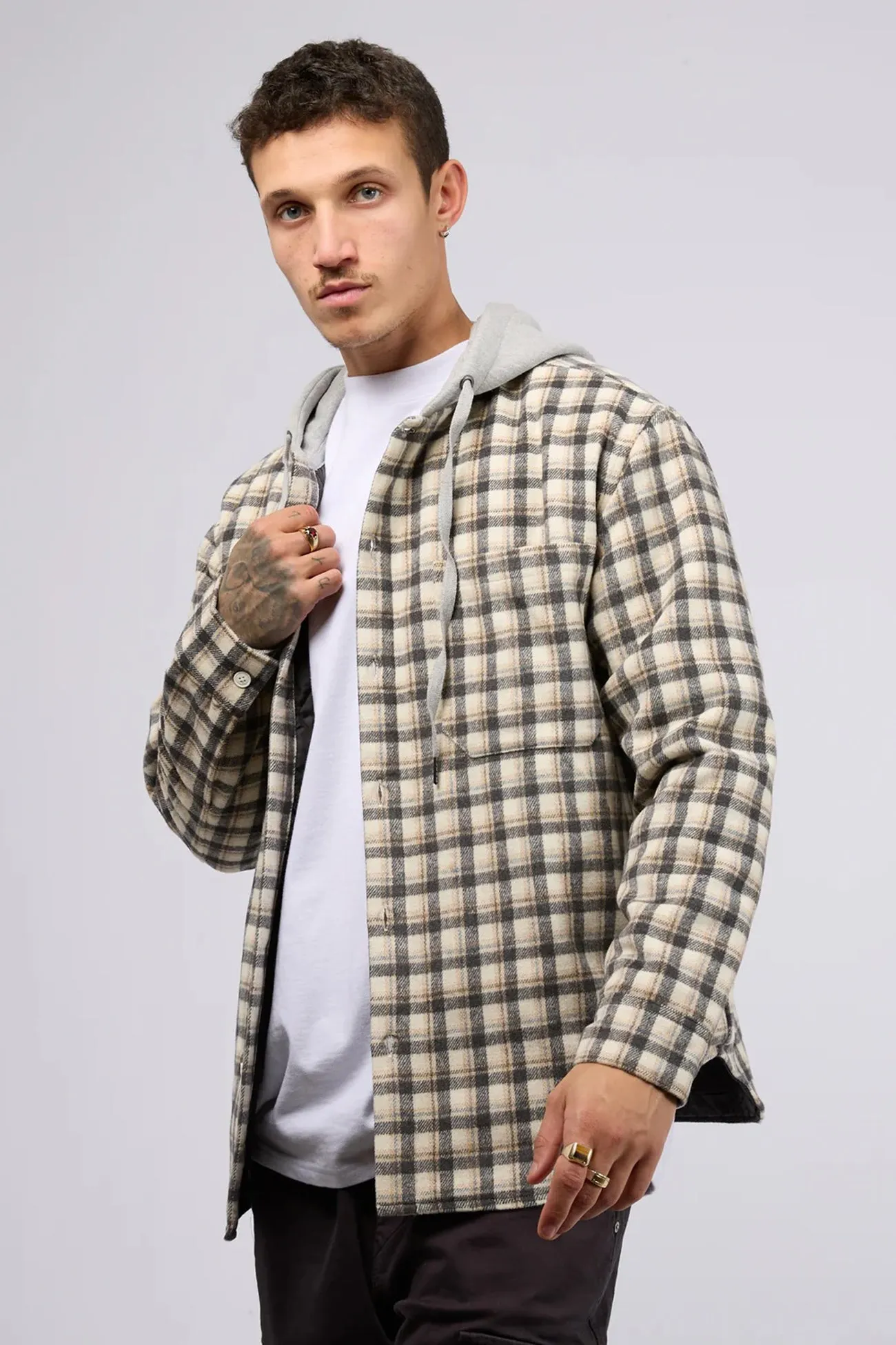 Chic Style Trend Relax Trend Rigger Hooded Shirt Multicoloured