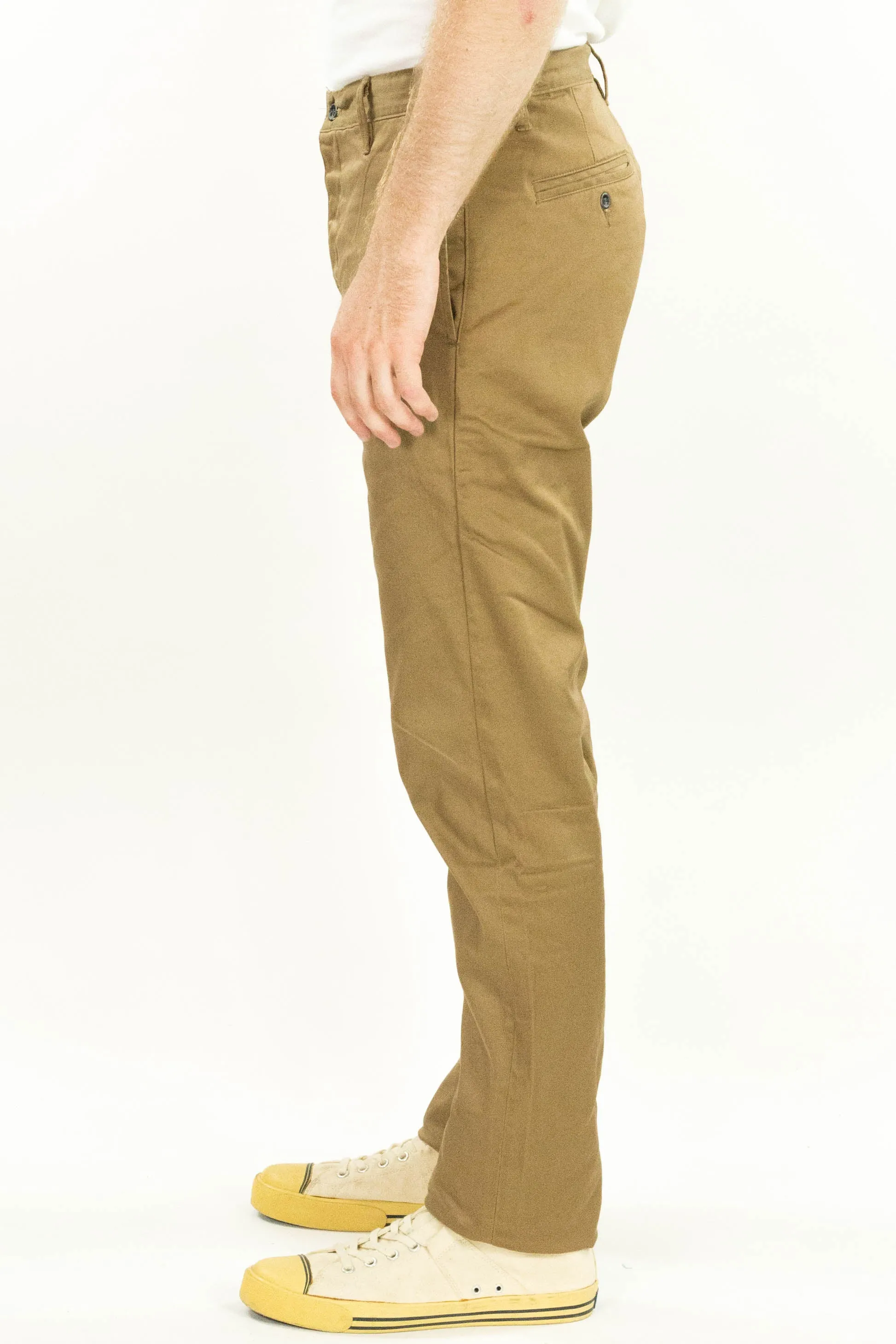 Coal Miner Dark Khaki 9 oz Japanese stretch sateen twill Light wash