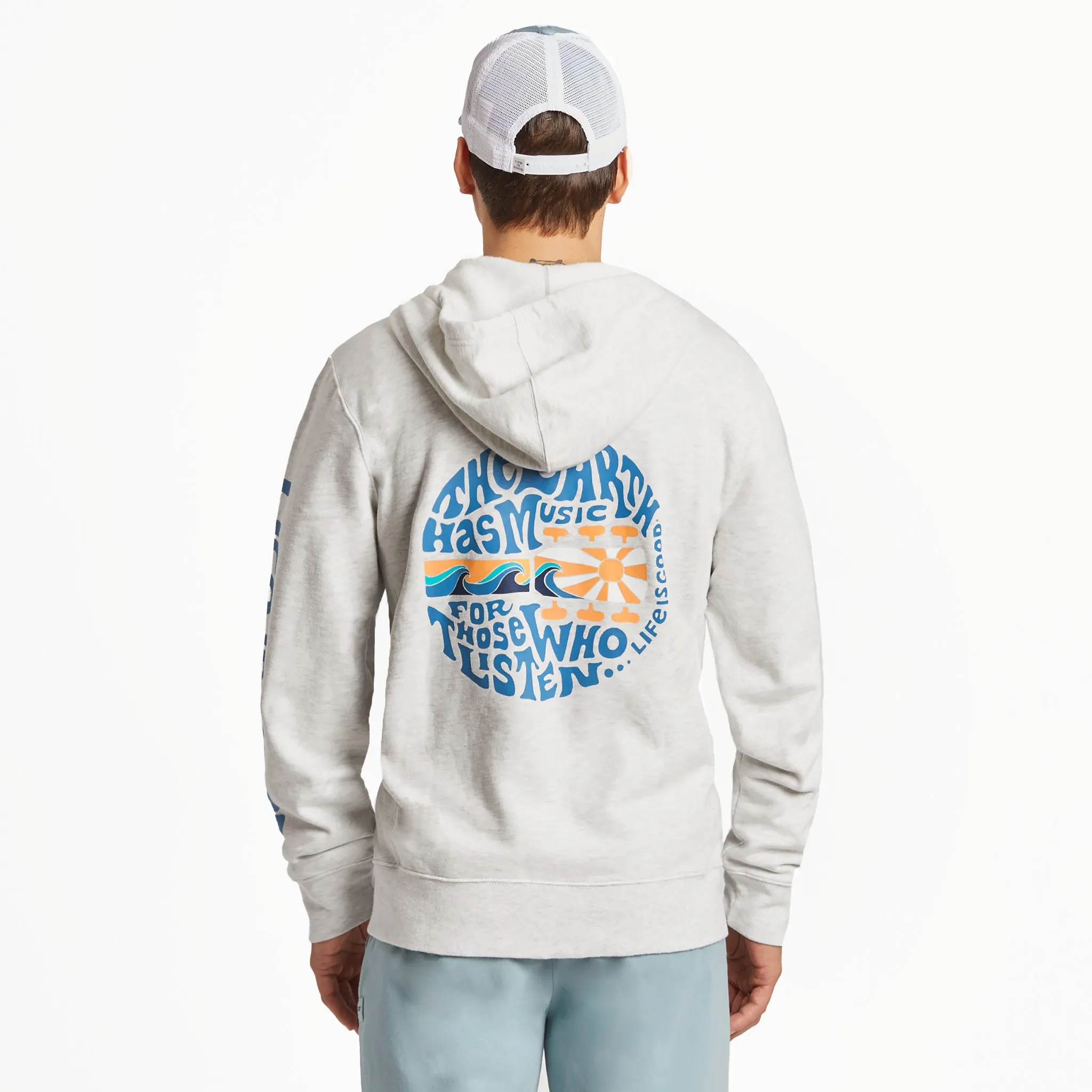 Men's The Earth has Music Guitar Simply True Fleece Zip Hoodie Fashion Layering