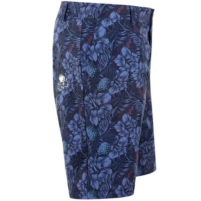 music event look Tattoo Golf: Men's Aloha Cool-Stretch Men's Hawaiian Golf Shorts - Black