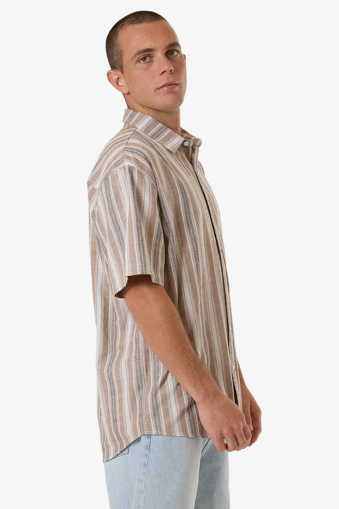 Holiday Wear Unlocked Stripe Short Sleeve Shirt Breen