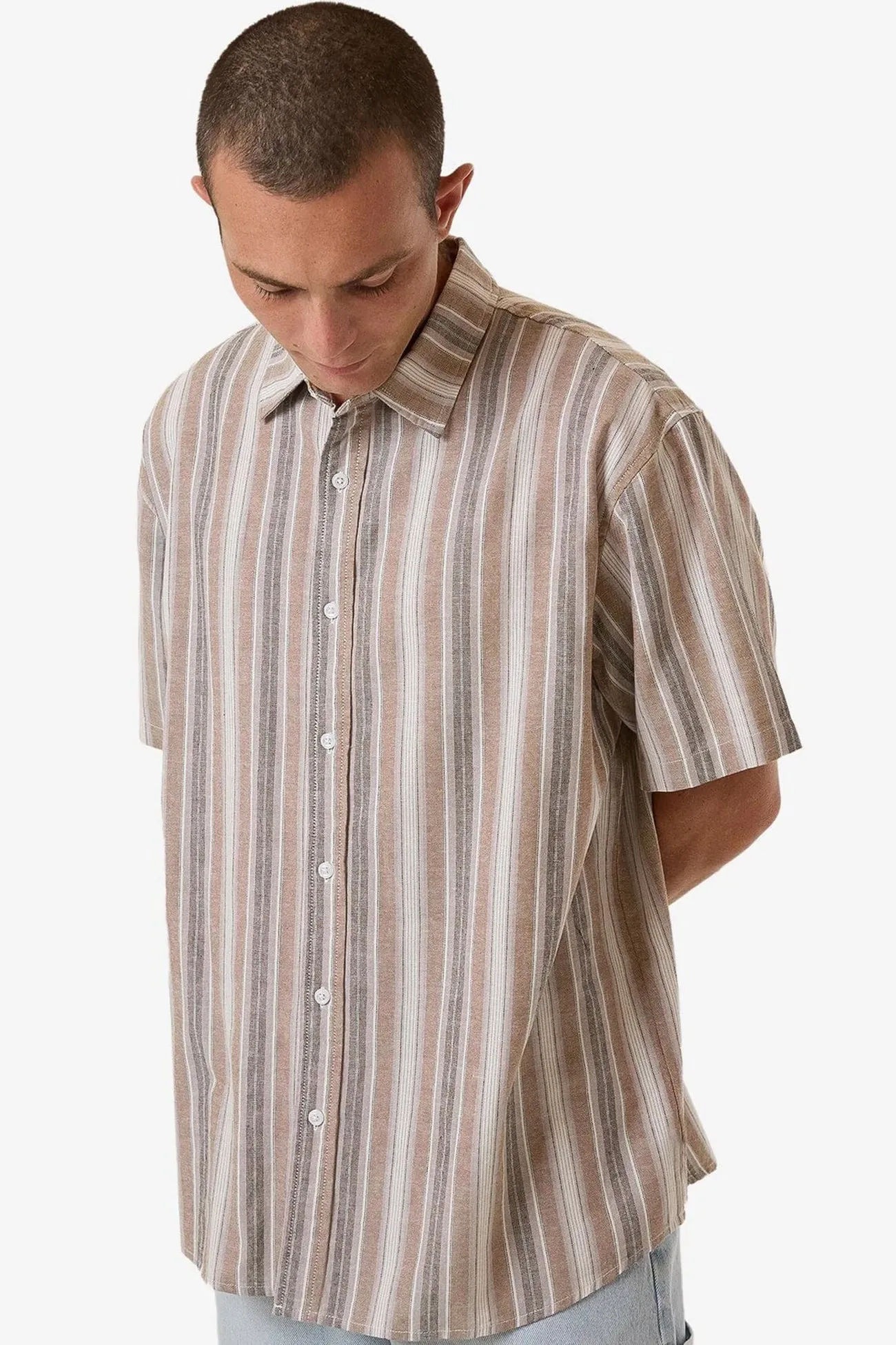 Unlocked Stripe Short Sleeve Shirt Breen Easter