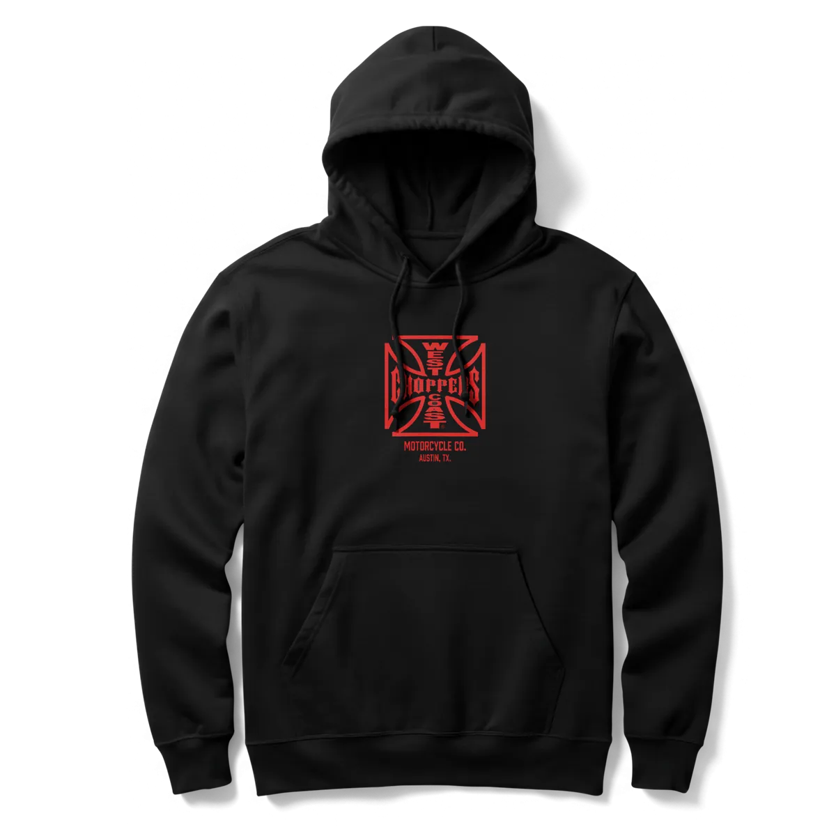 WCC ATX CROSS HOODY - BLACK/RED earthy colors Scoop neck