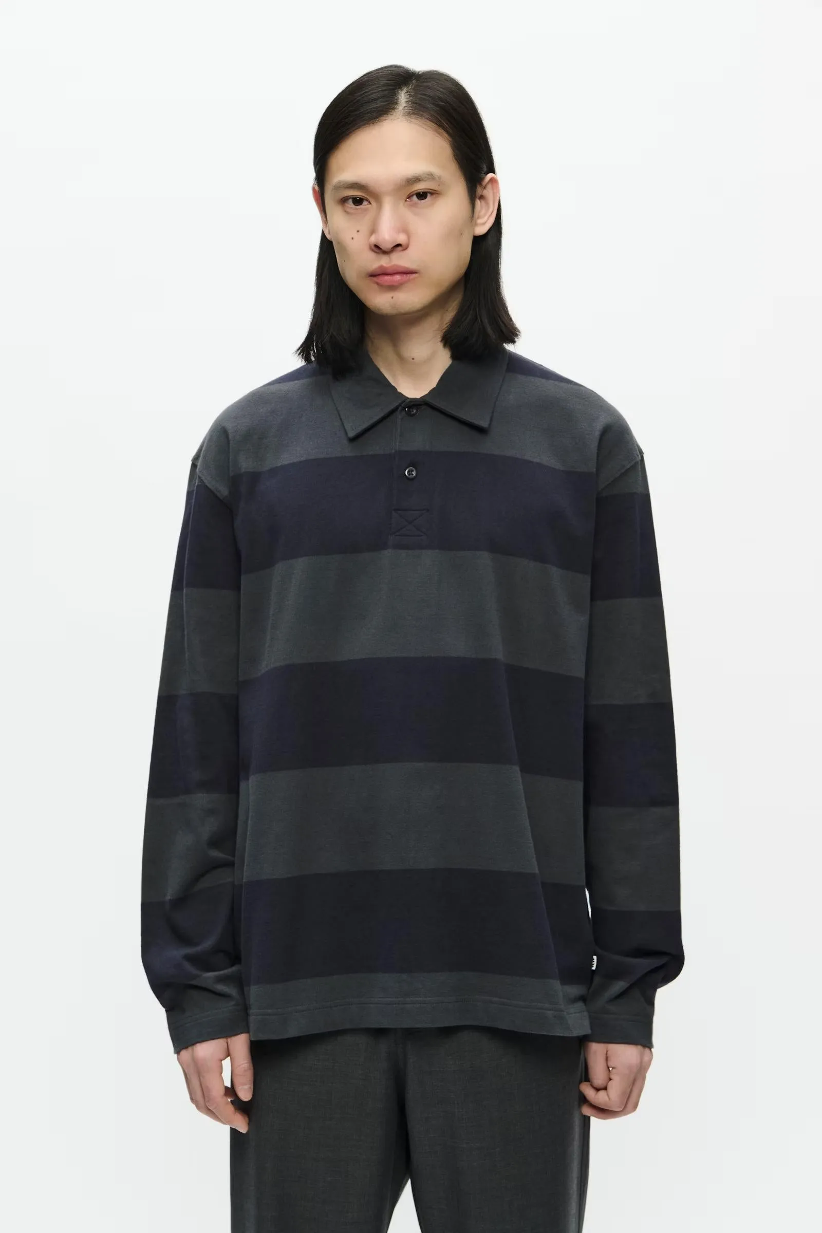 WWThiago Polo L/S Black Sand Stripe Vintage Style