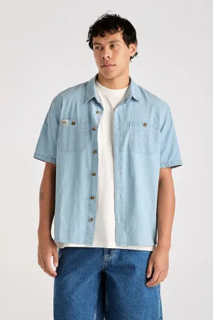 EasyCare Fabric Lee Workers Short Sleeve Shirt Washed Chambray
